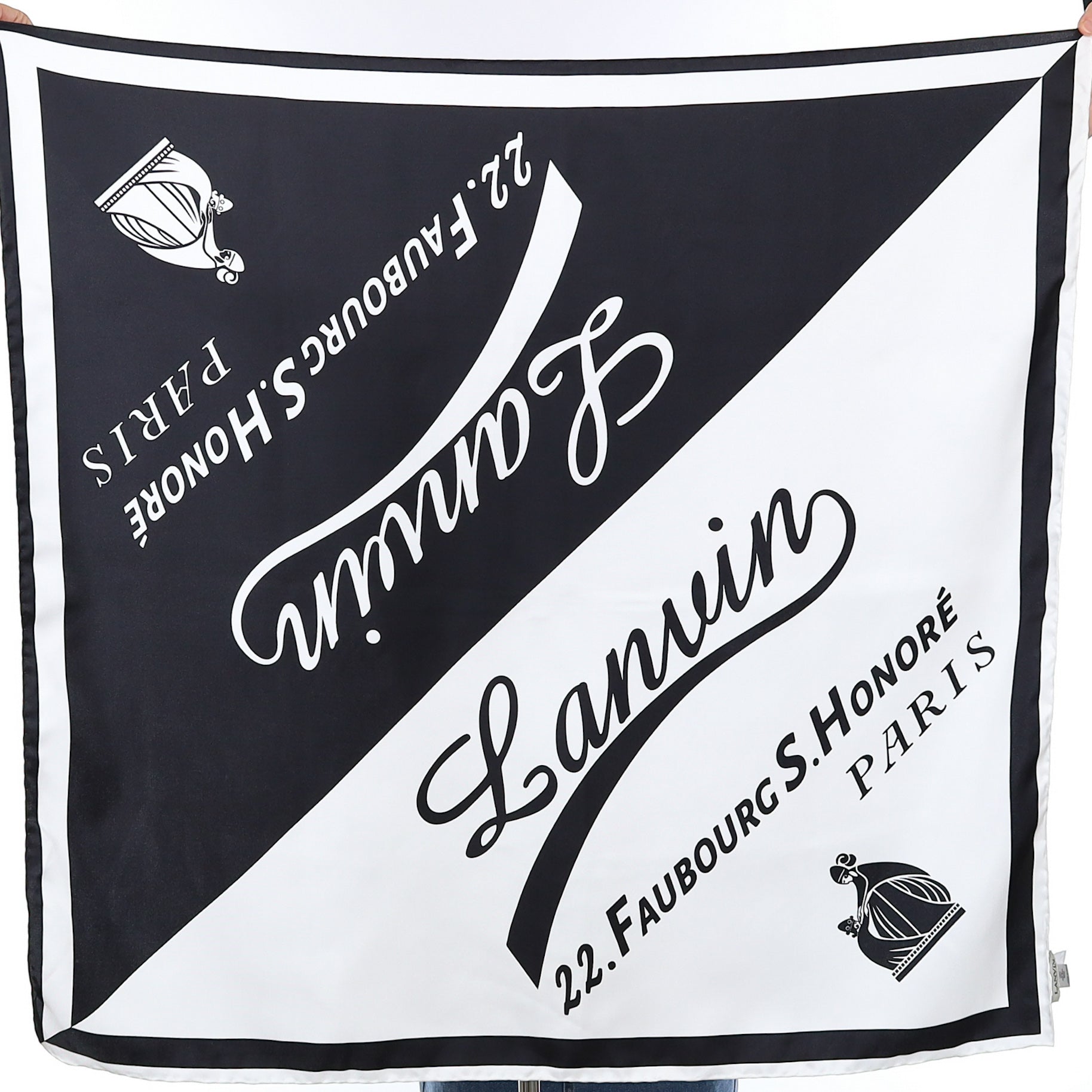 Brand New Lanvin Monochrome Silk Scarf