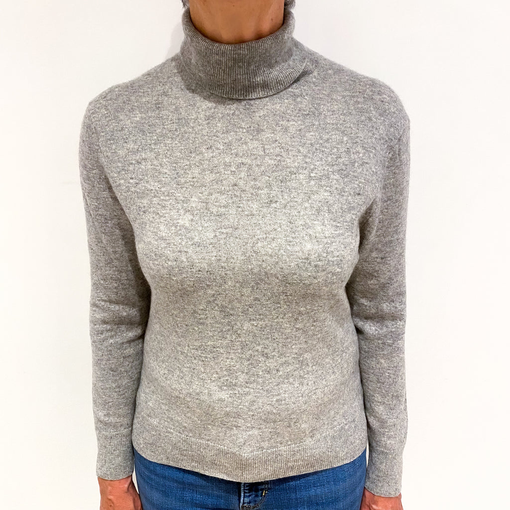 Smoke Grey Cashmere Polo Neck Jumper Medium