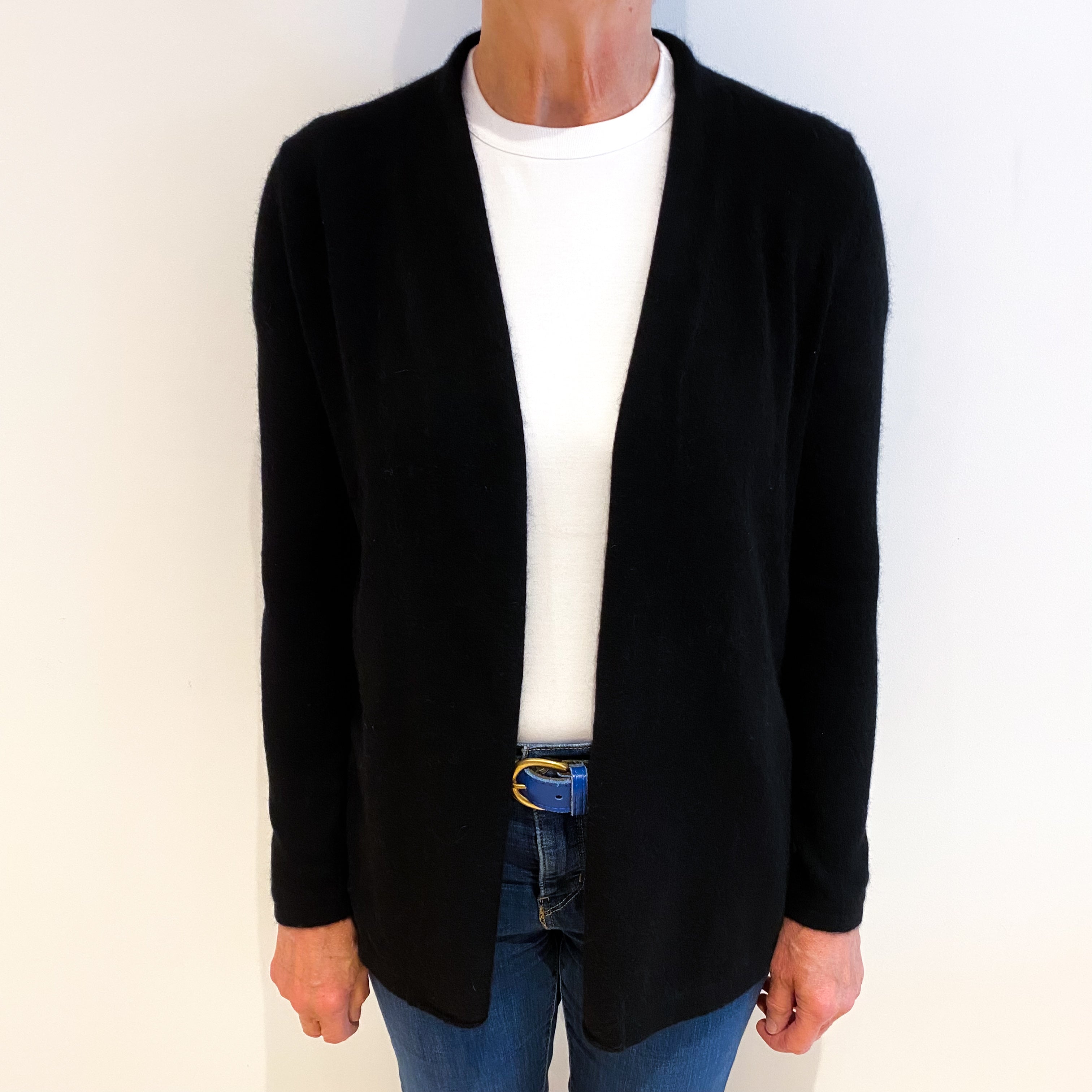 Black Cashmere Edge to Edge Cardigan Medium
