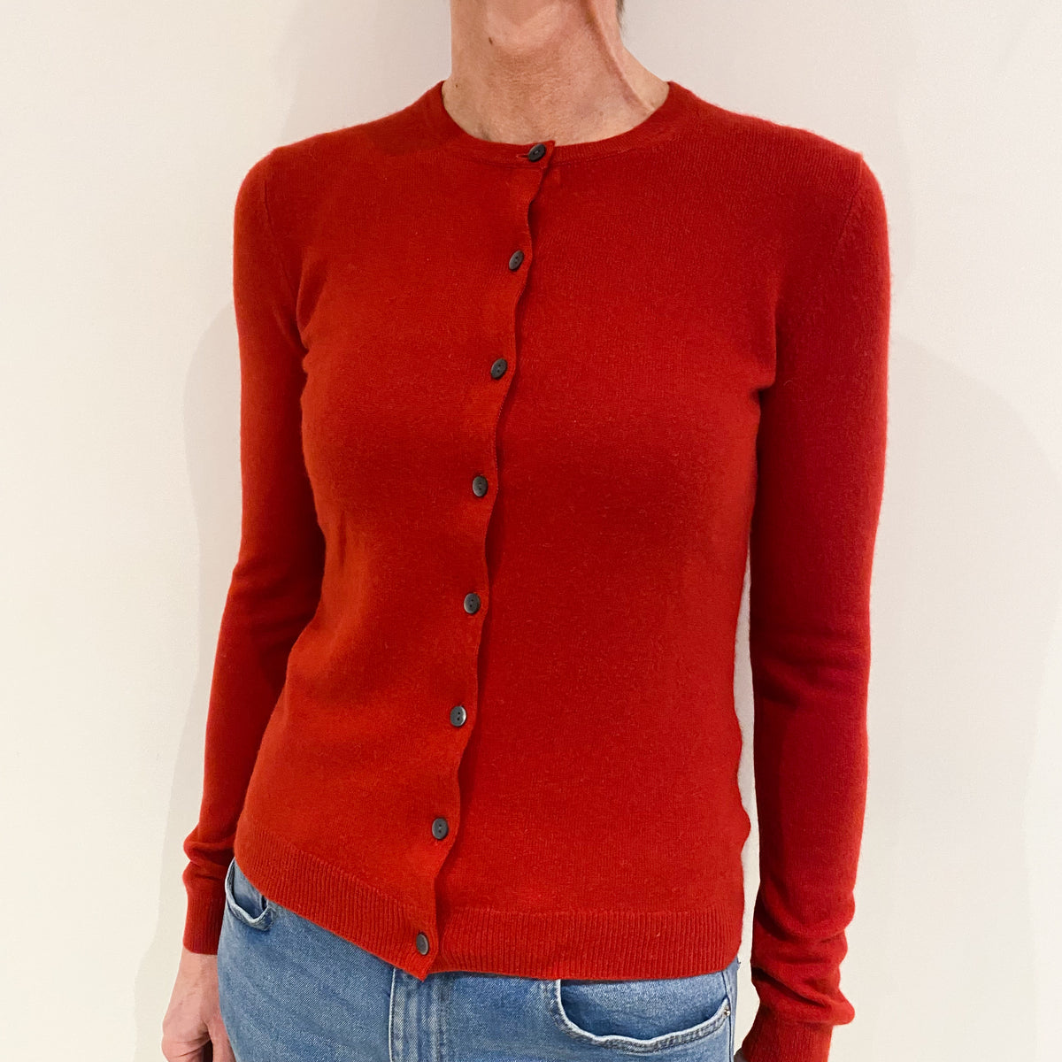 Scarlet Red Cashmere Cardigan Small