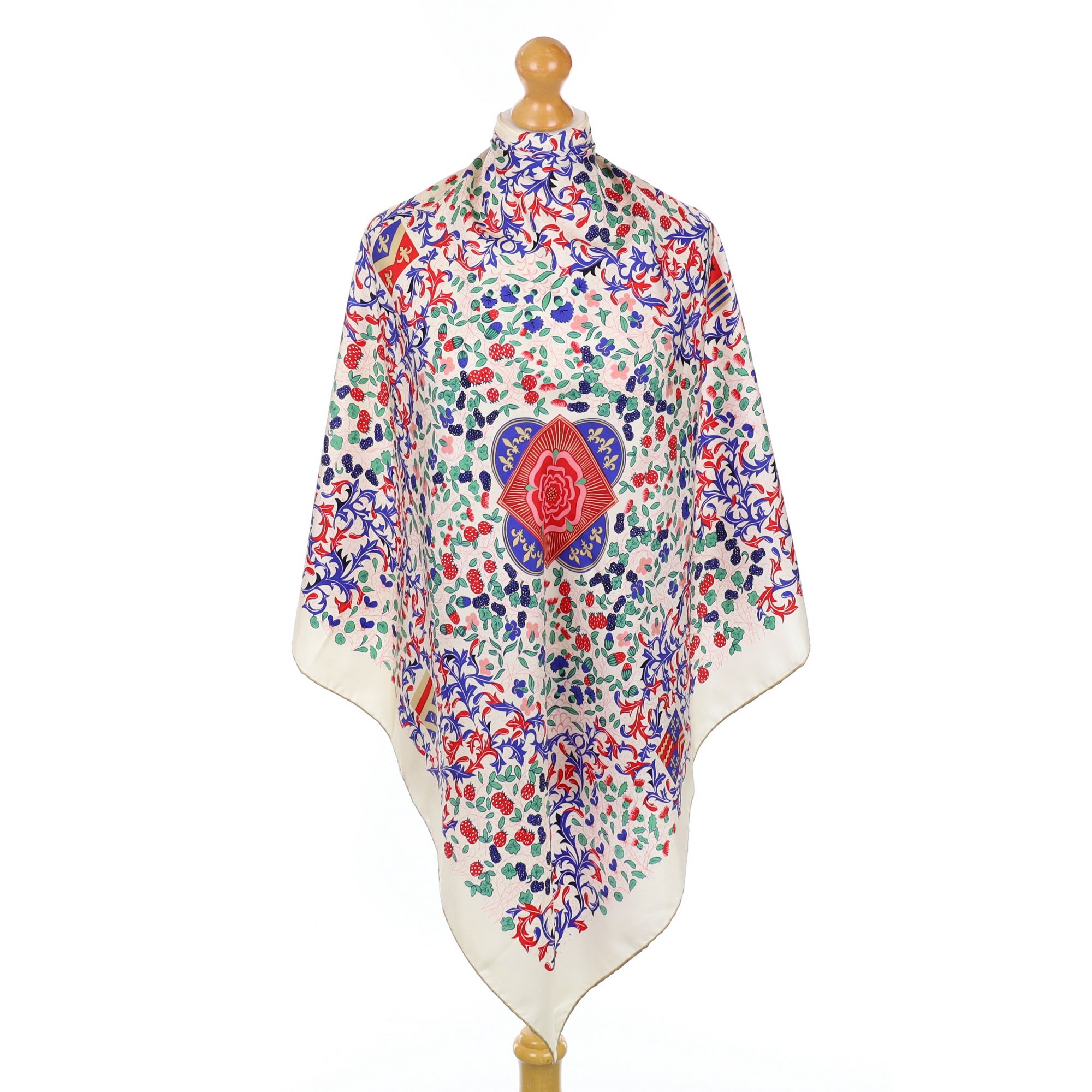 Beckford Cream Floral Vintage Silk Scarf