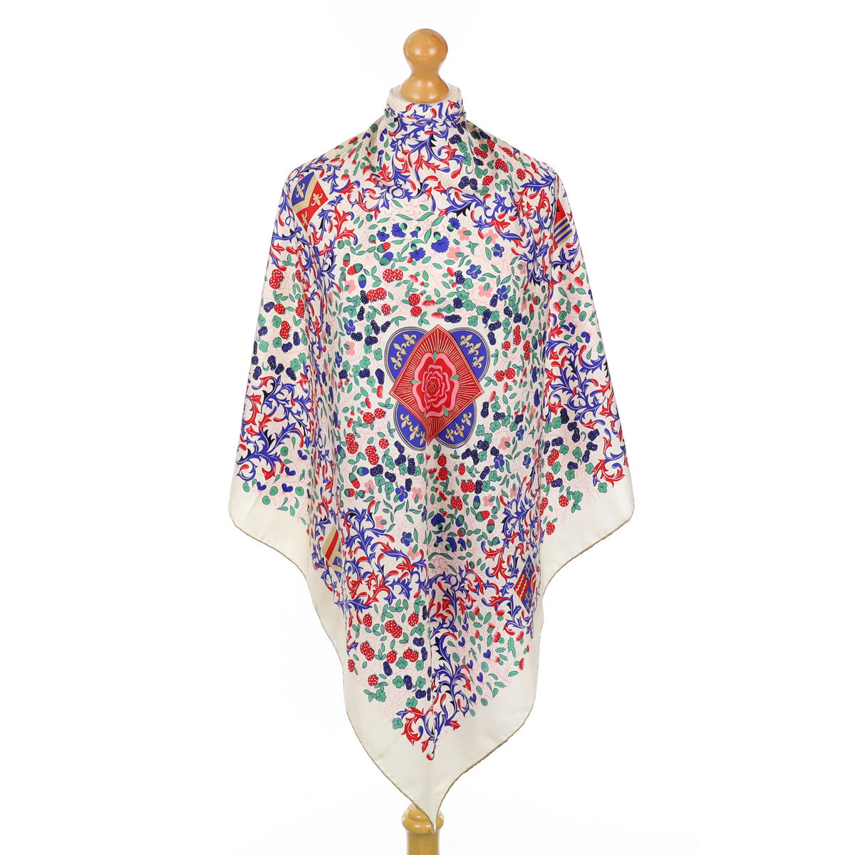 Beckford Cream Floral Vintage Silk Scarf
