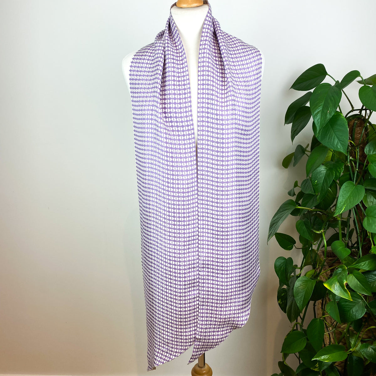 Lilac Pussy Bow Slogan Silk Scarf