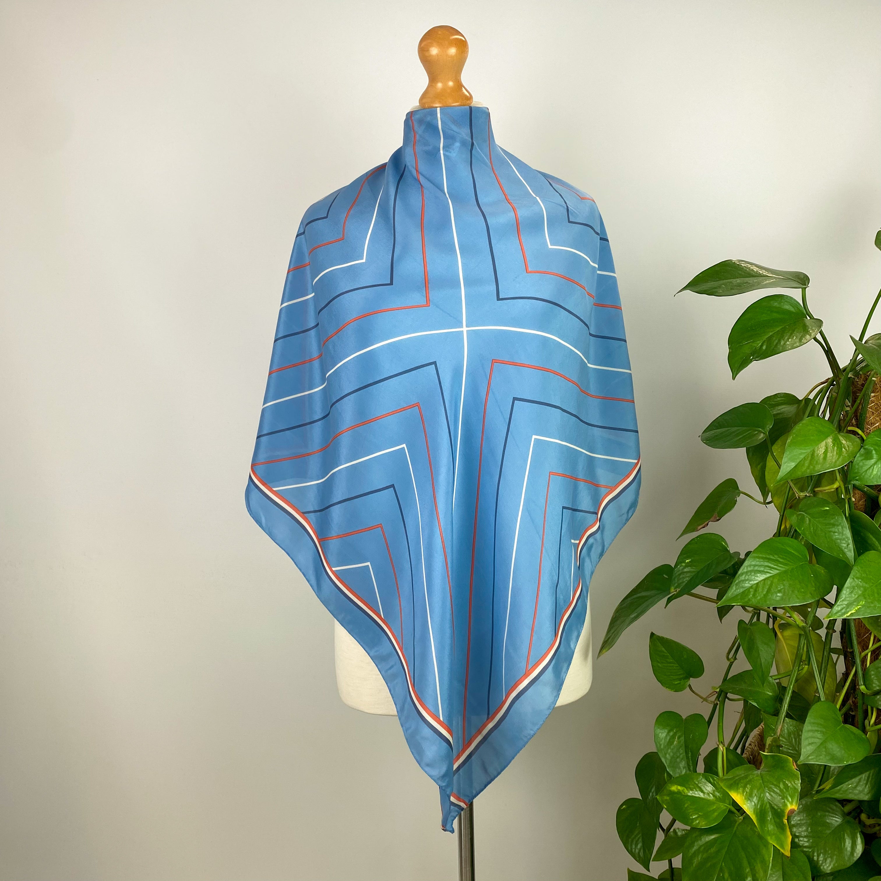 Striped Blue Vintage Silk Scarf