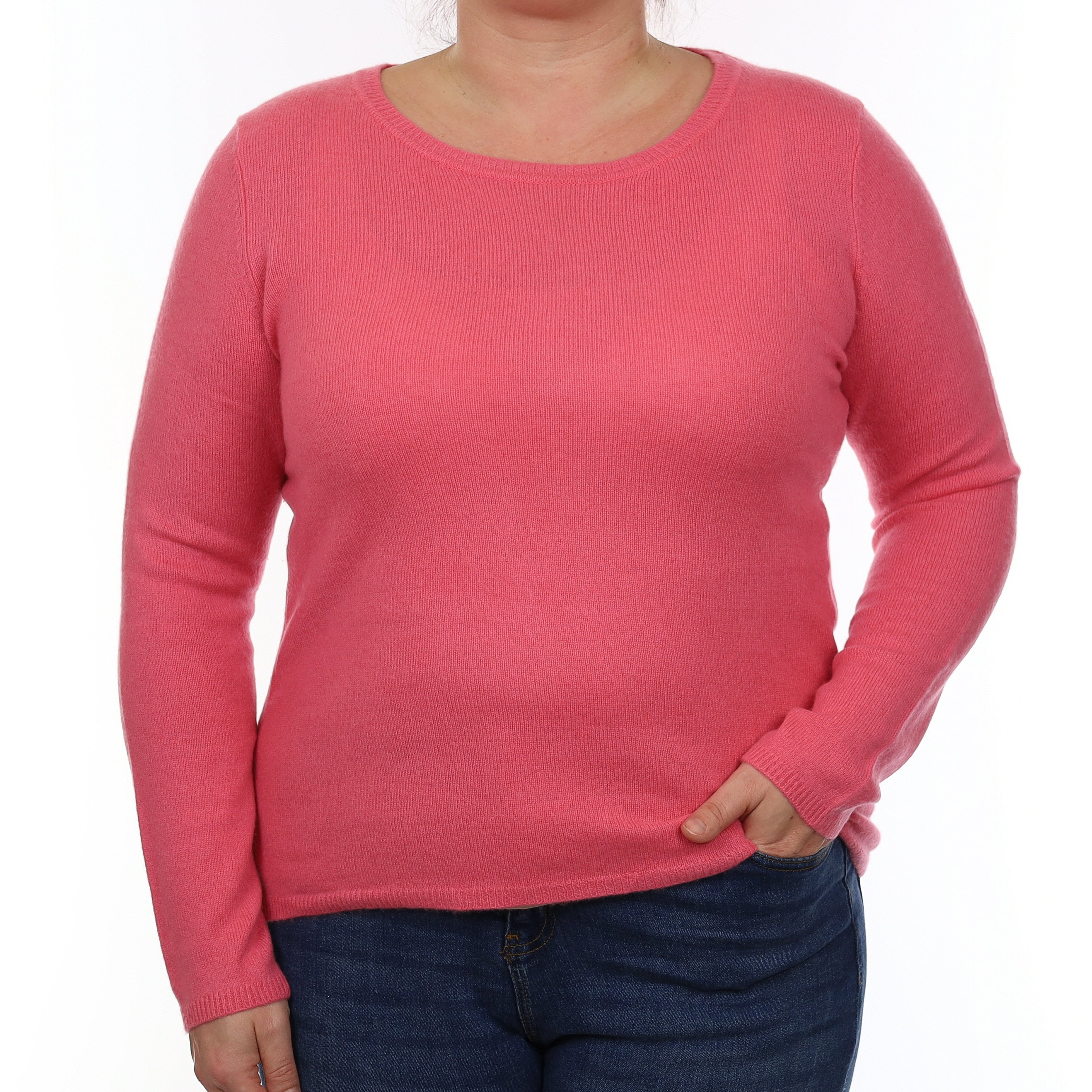 Rose Pink Cashmere Crew Neck Jumper Large