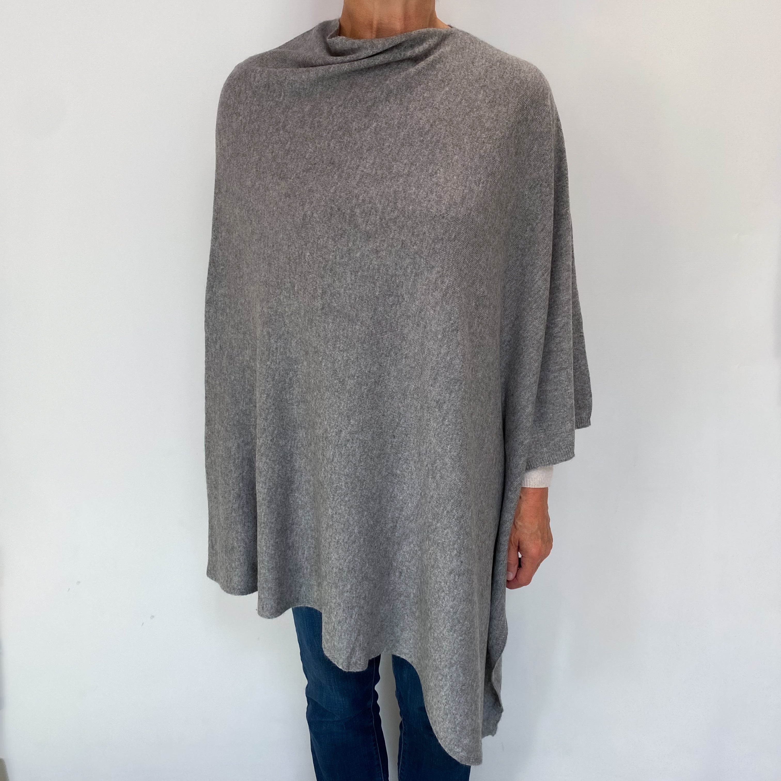 Smoke Grey Cashmere Poncho One Size