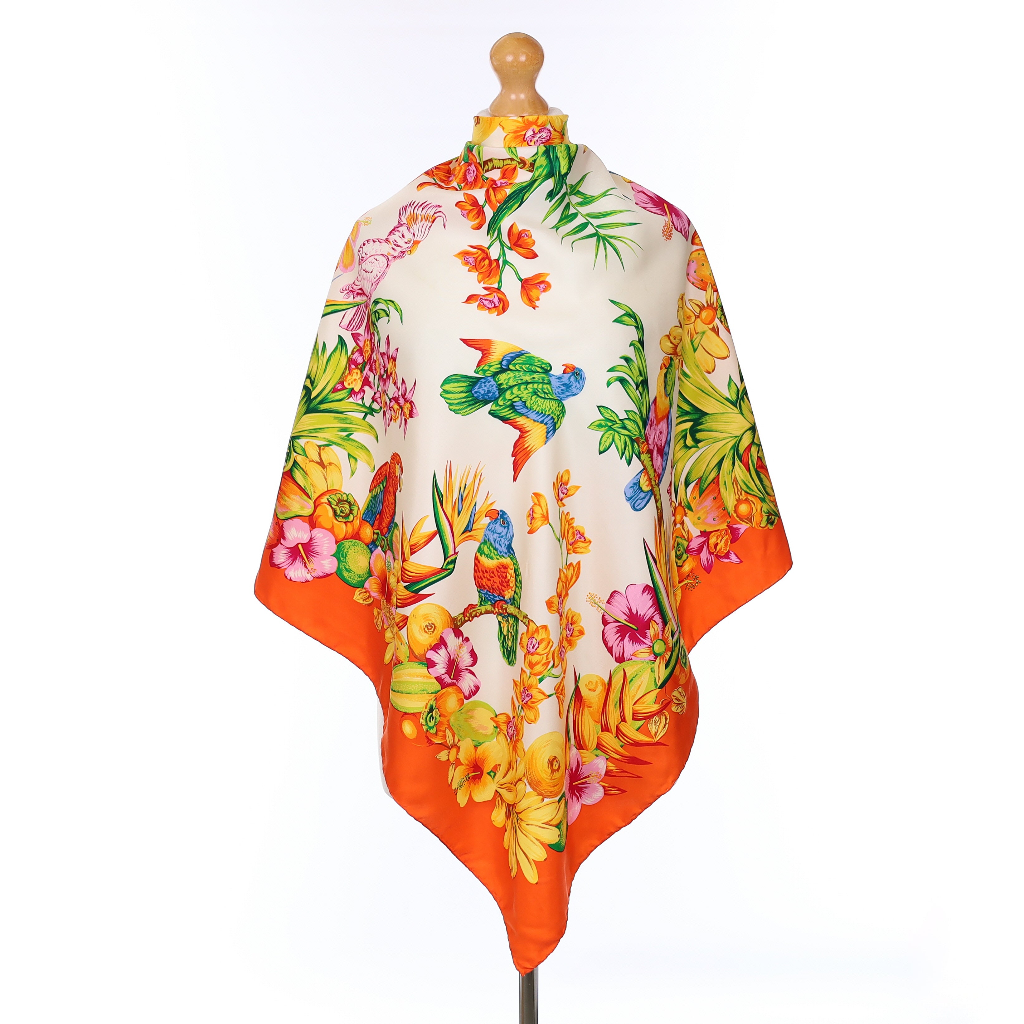 Harrods Vibrant Tropical Design Silk Scarf