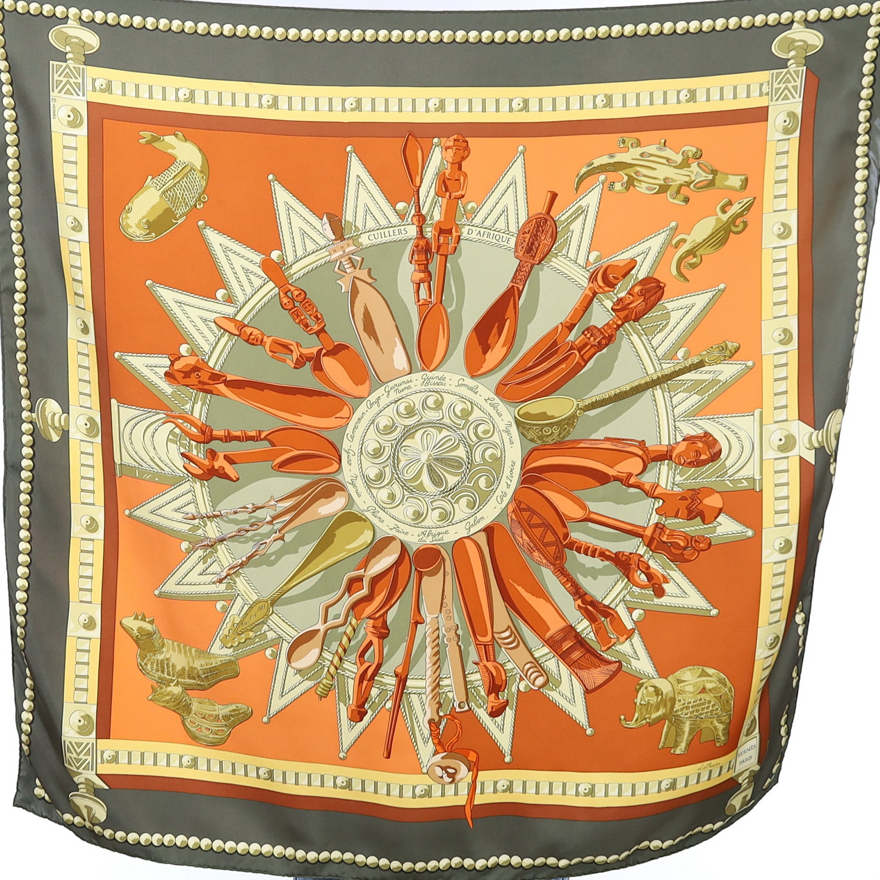 Hermès Cuillers D’ Afrique Silk Scarf Quite Rare