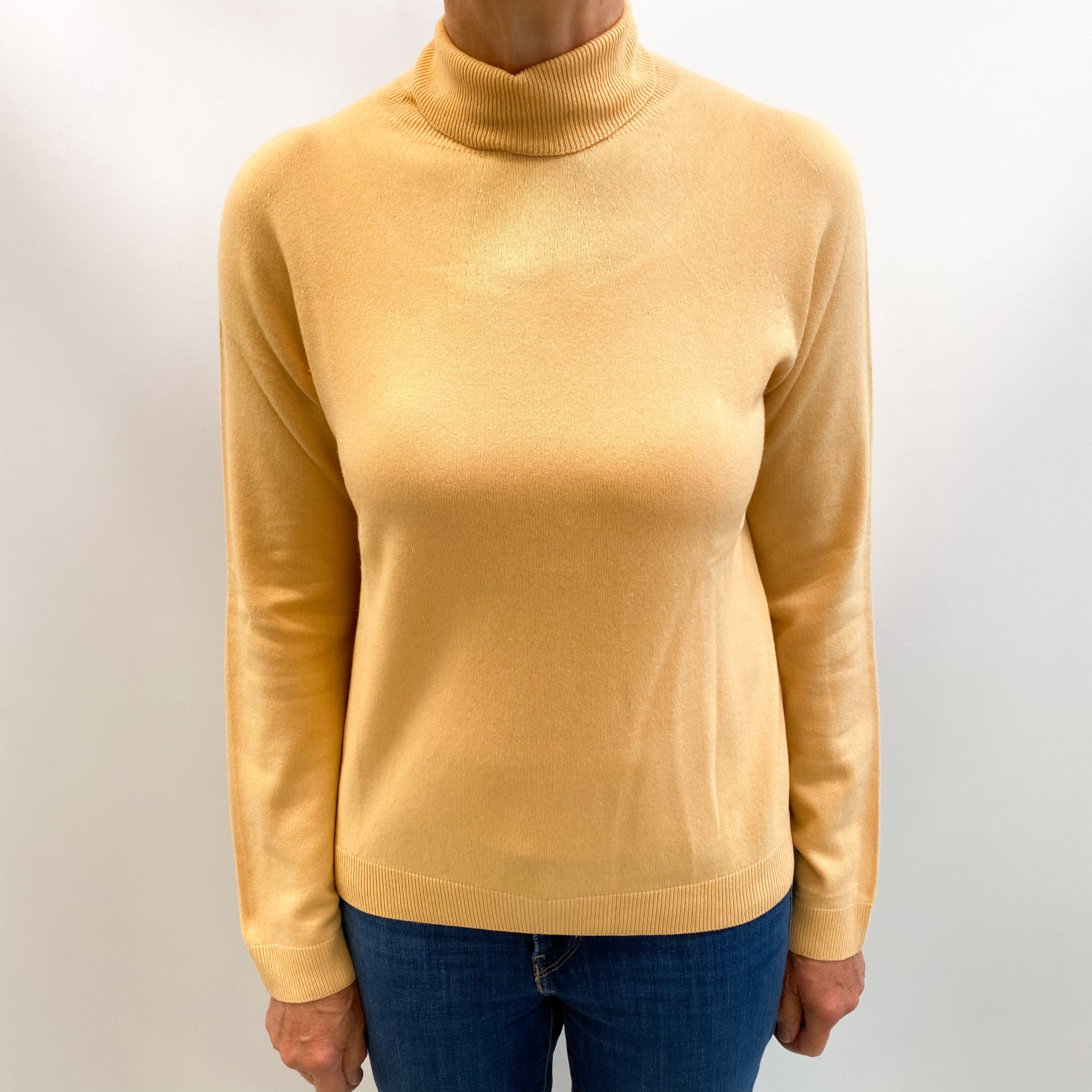 Apricot Orange Cashmere Polo Neck Jumper Medium