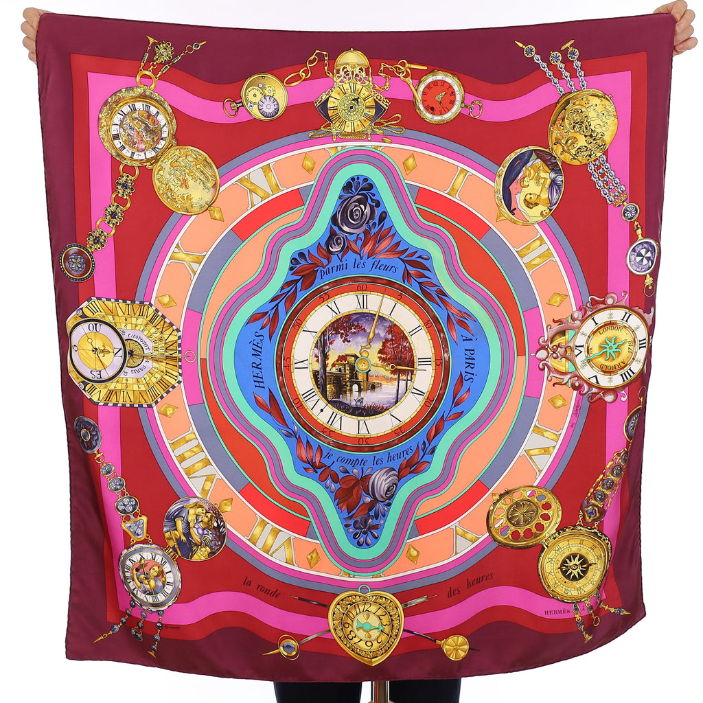 Hermès Parmi Les Fleurs Je Compte Les Heures Silk Scarf