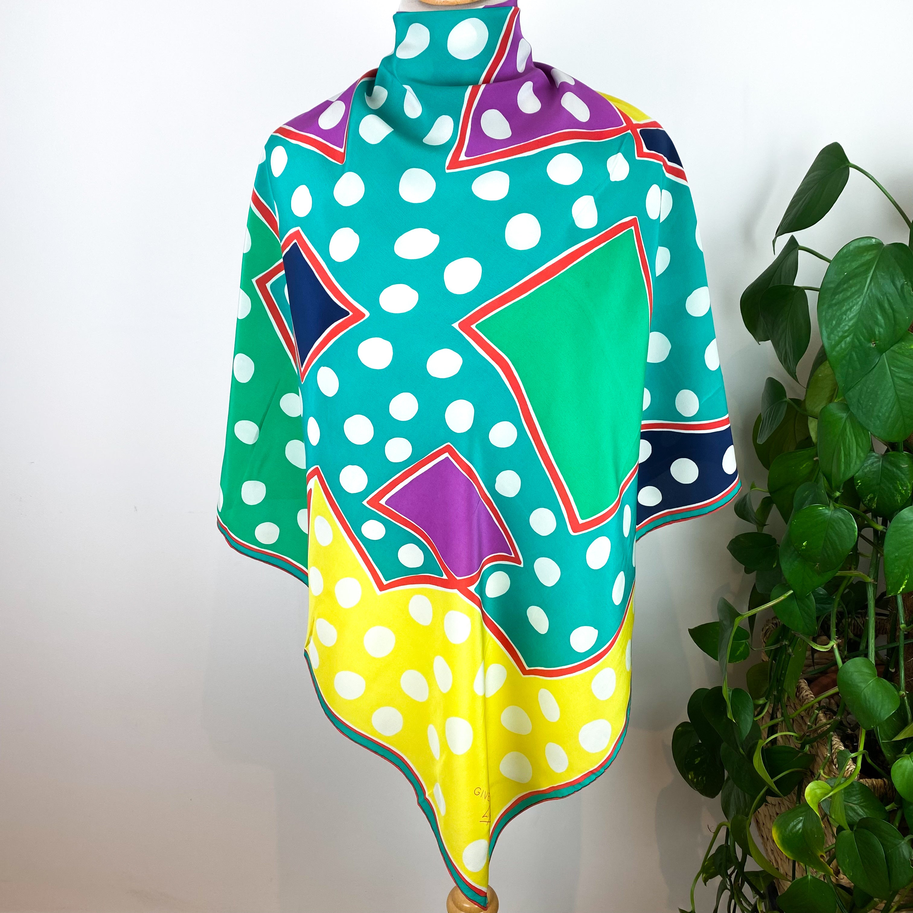 1980s Bright Colours Givenchy Silk Scarf