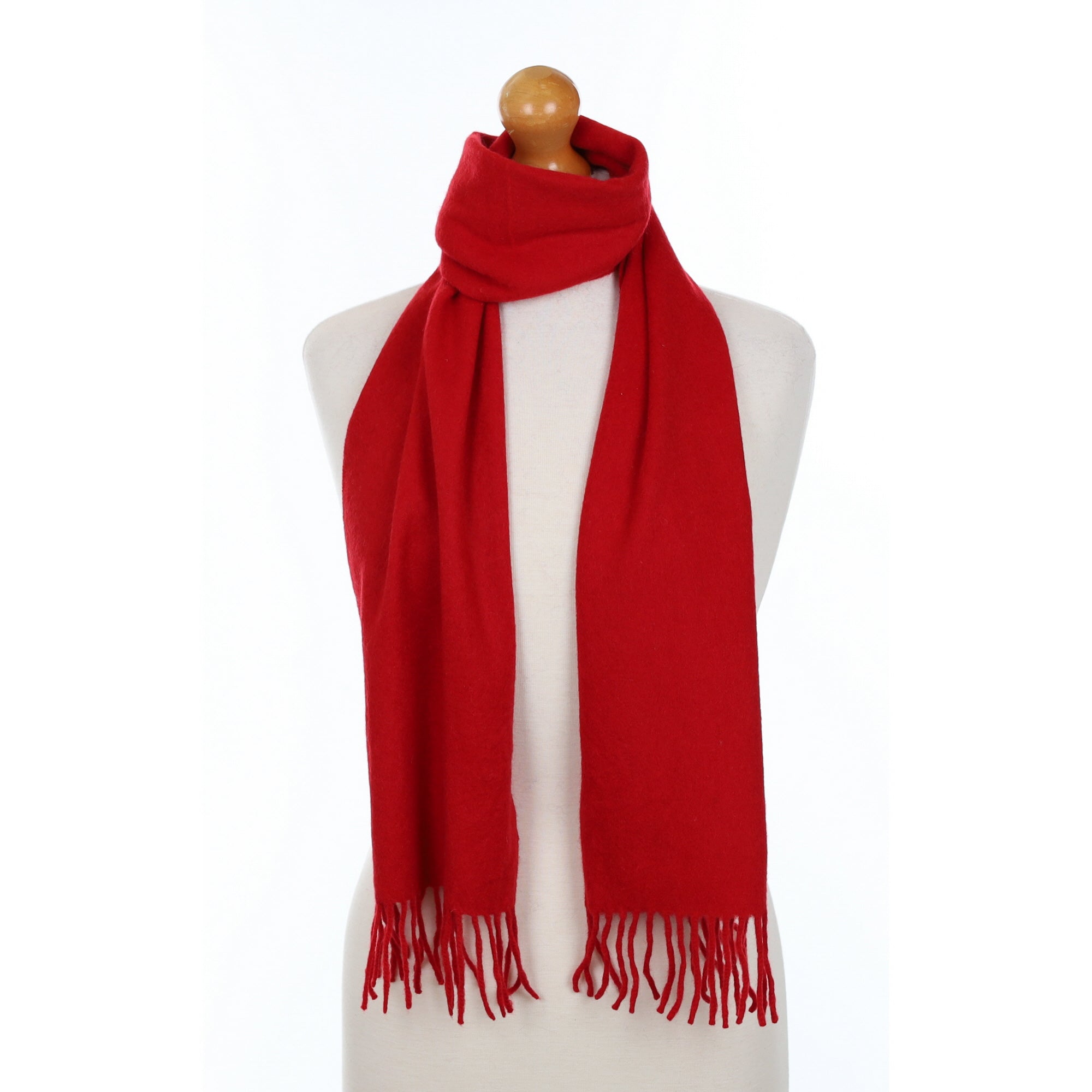 Post Box Red Cashmere Fringed Woven Scarf