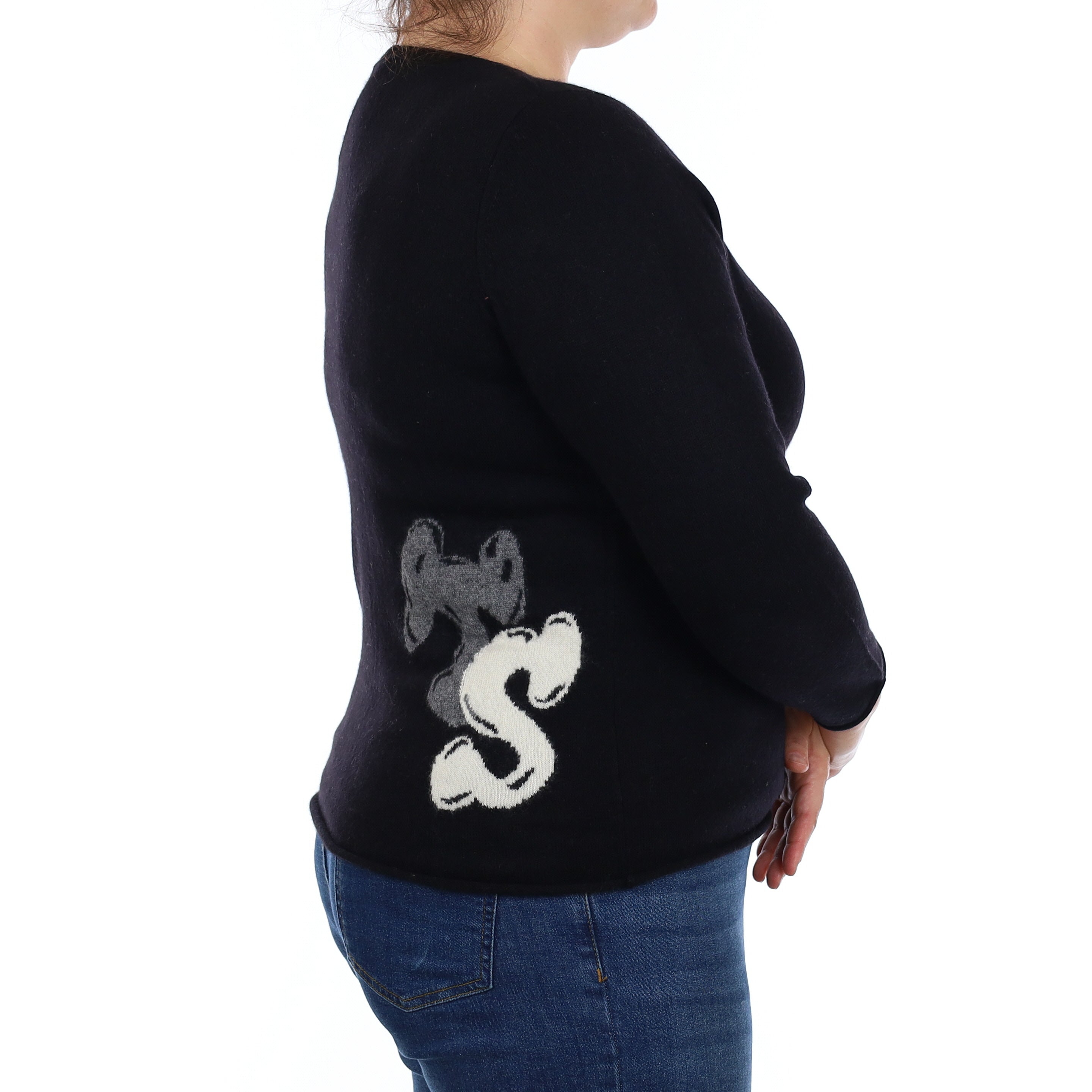 Black Lettered Cashmere Crew Neck Jumper Large