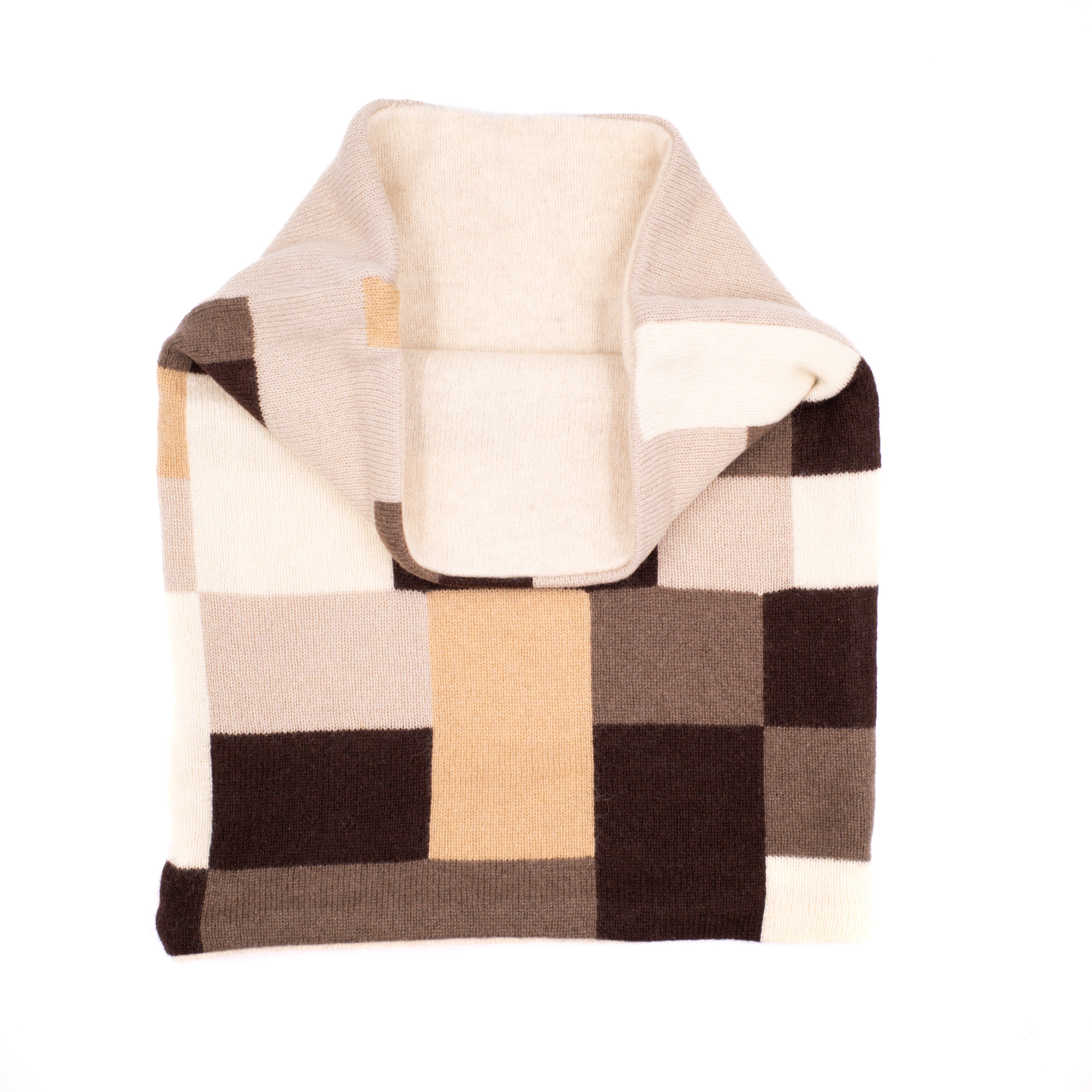 Brown and Beige Geometric Pattern Luxury Double Layered Snood