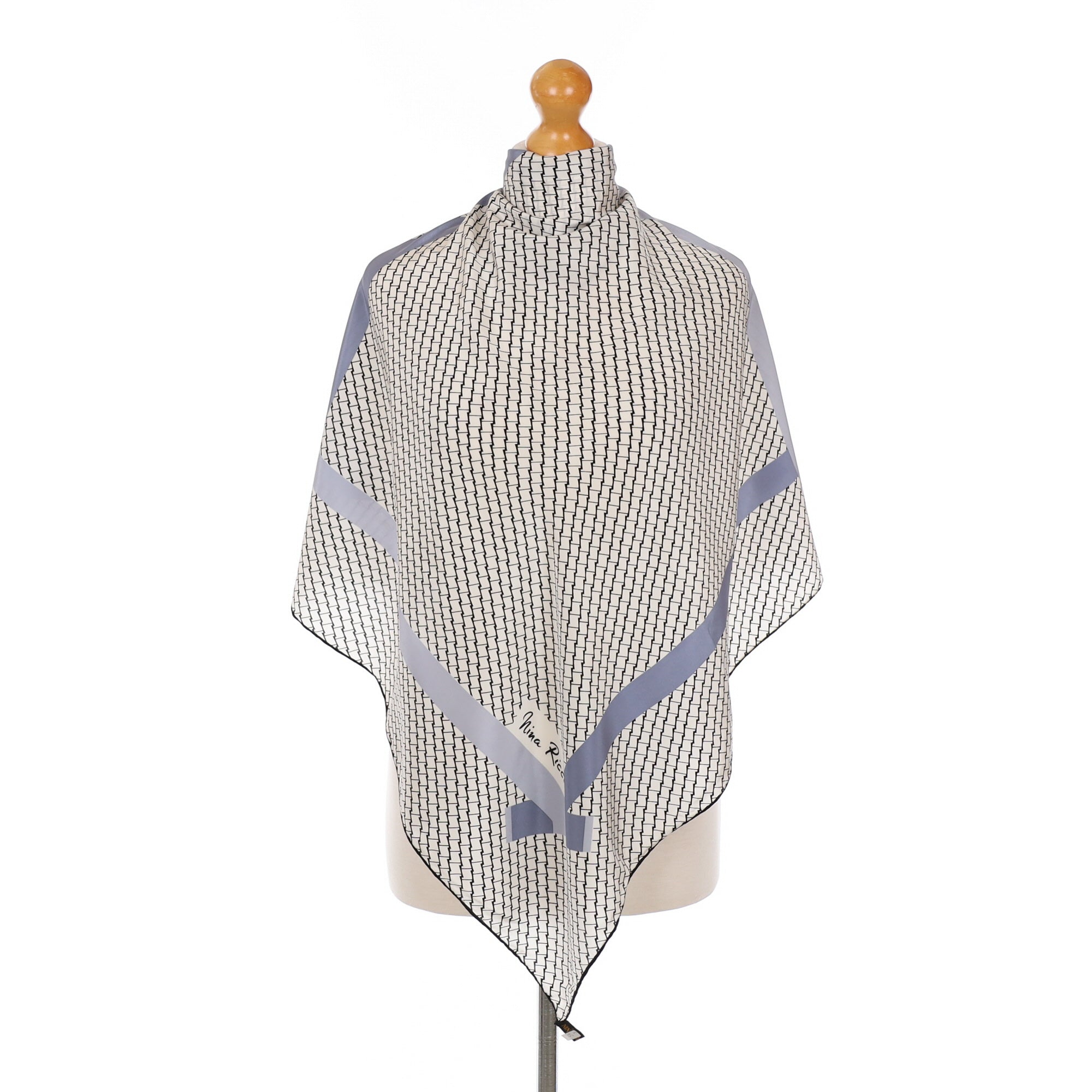 Immaculate Nina Ricci Monochrome Silk Scarf