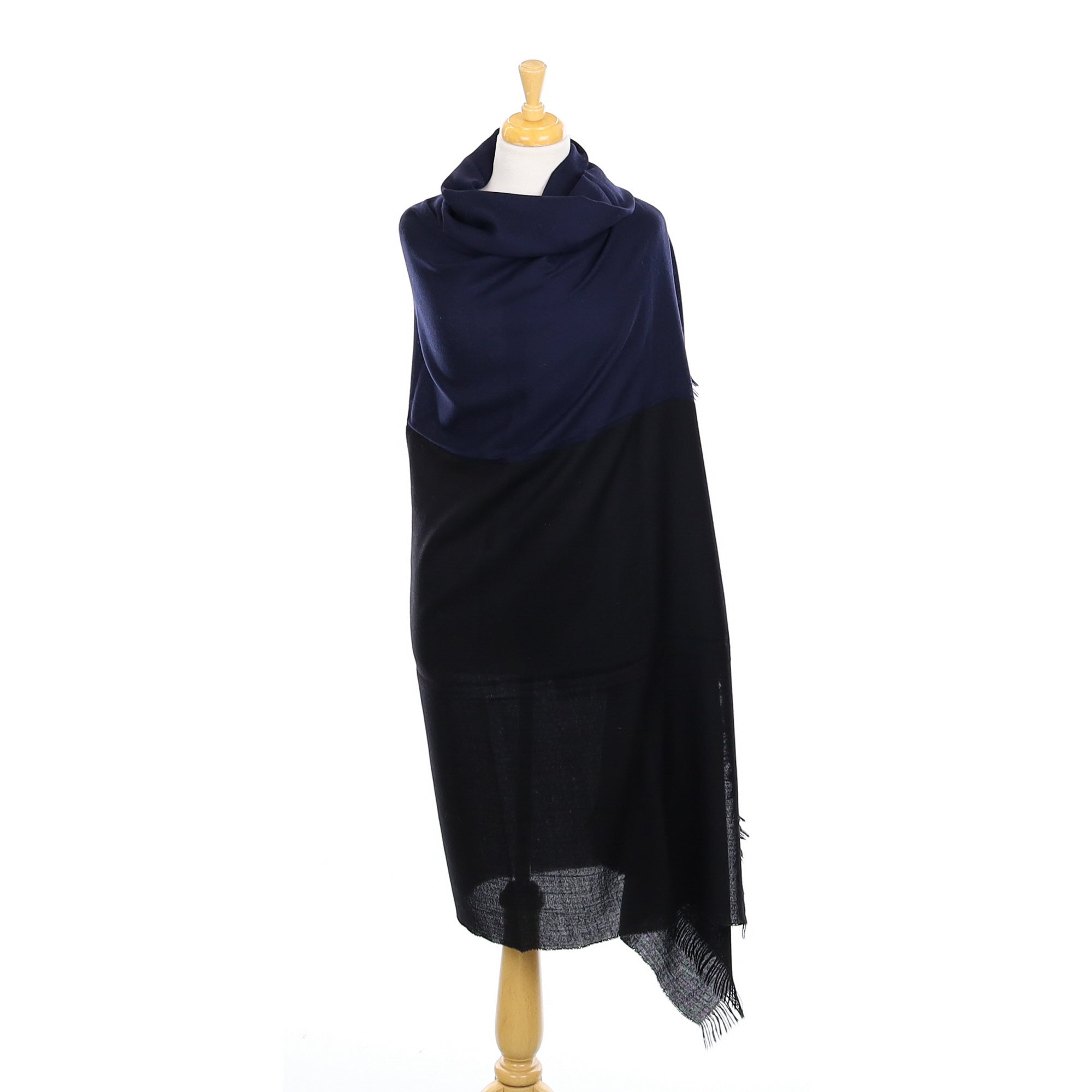 Scottish Begg & Co Navy and Black Cashmere Wrap/Throw Large