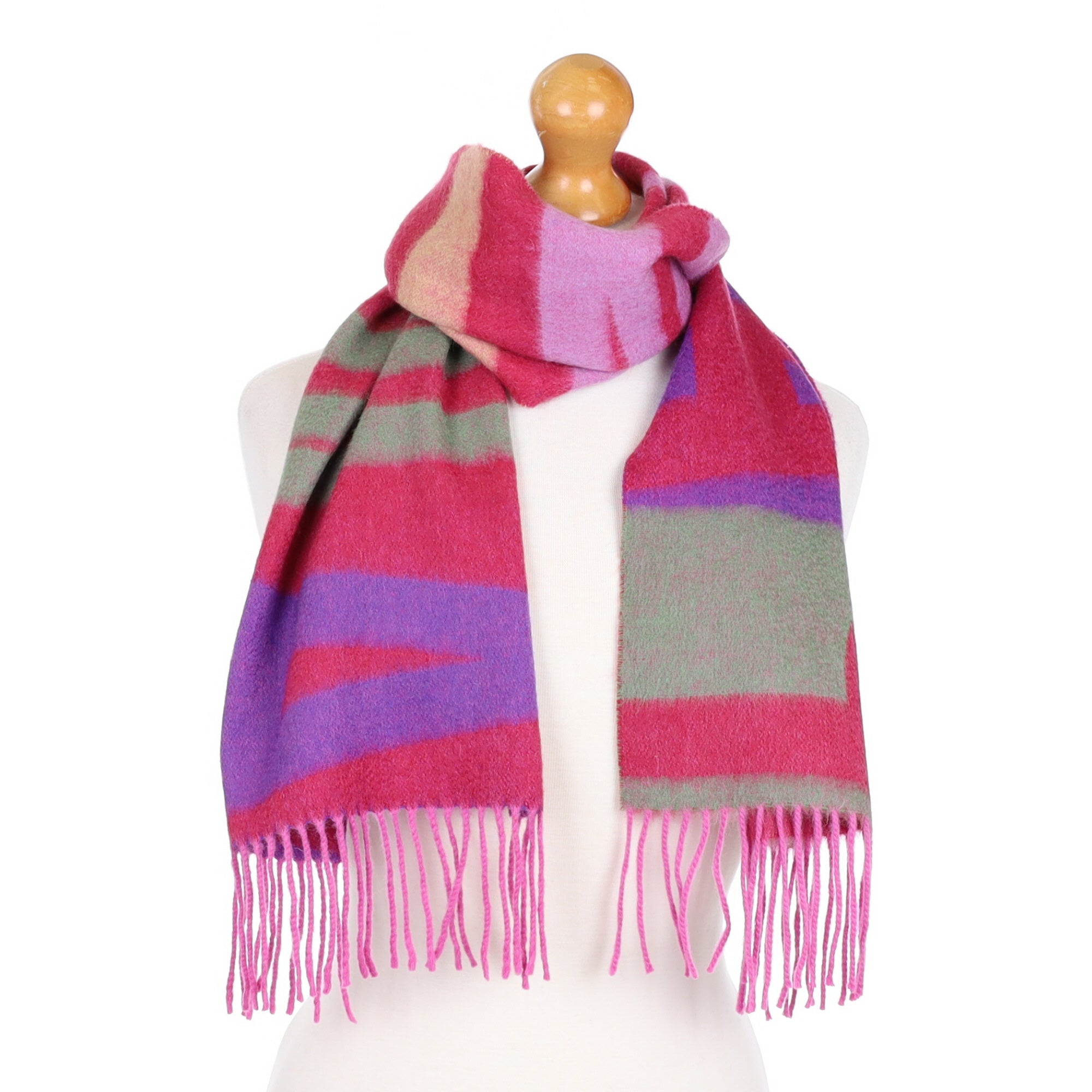 Colourful ‘Pashmina’ Motif Cashmere Fringed Woven Scarf