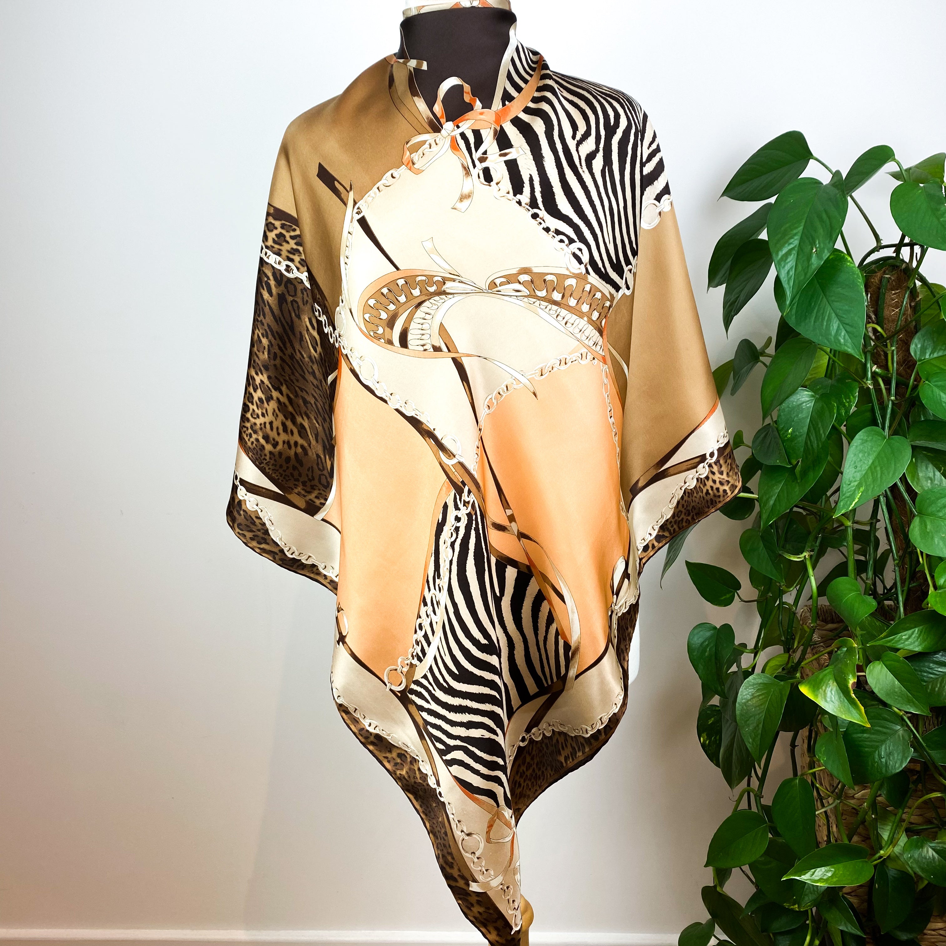 Large Baslet Animal Print Silk Scarf