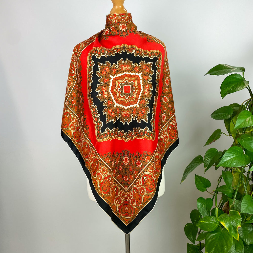 1970s Paisley Vintage Silk Scarf