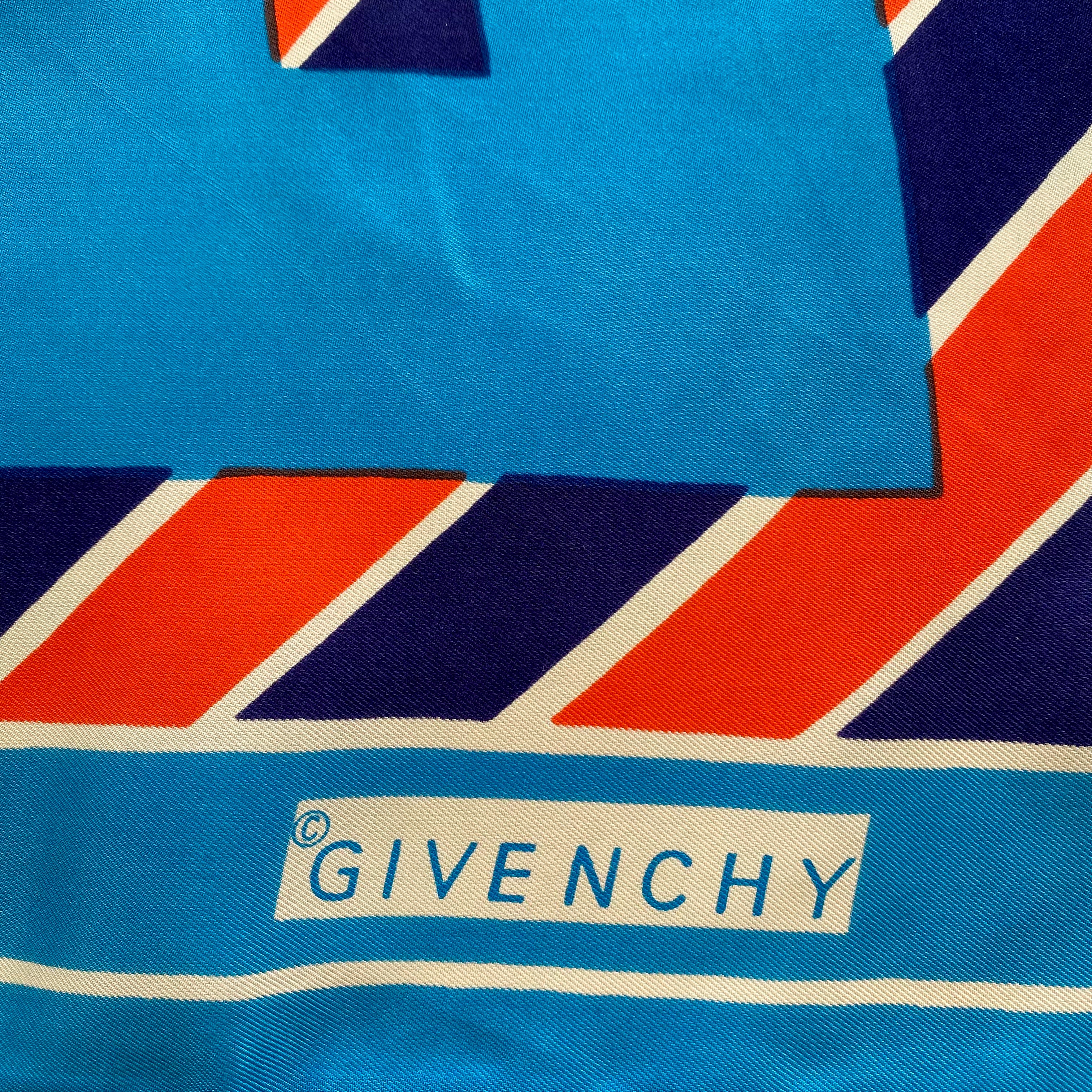1980s Givenchy Geometric Vintage Silk Scarf