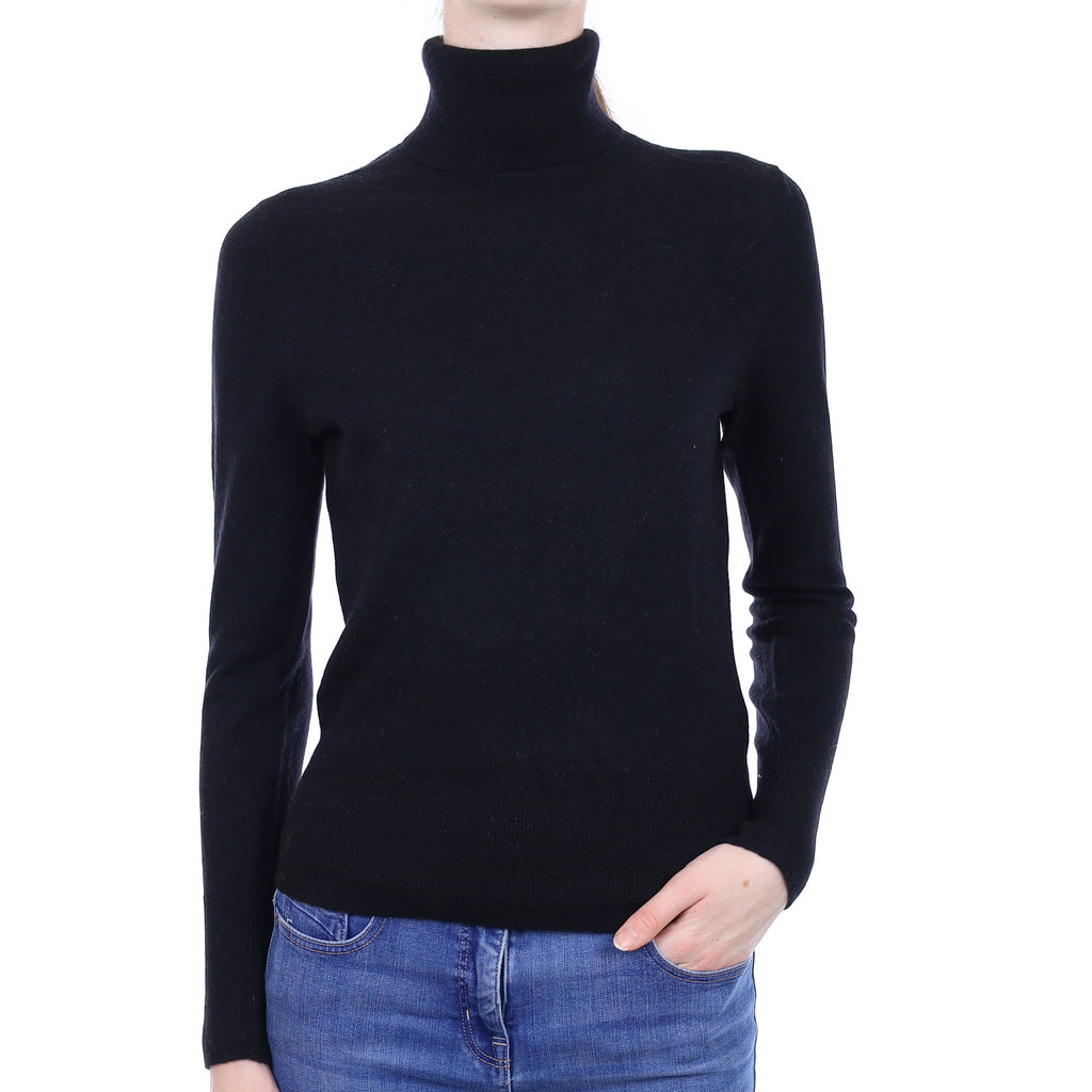 Black Cashmere Polo Neck Jumper Extra Small