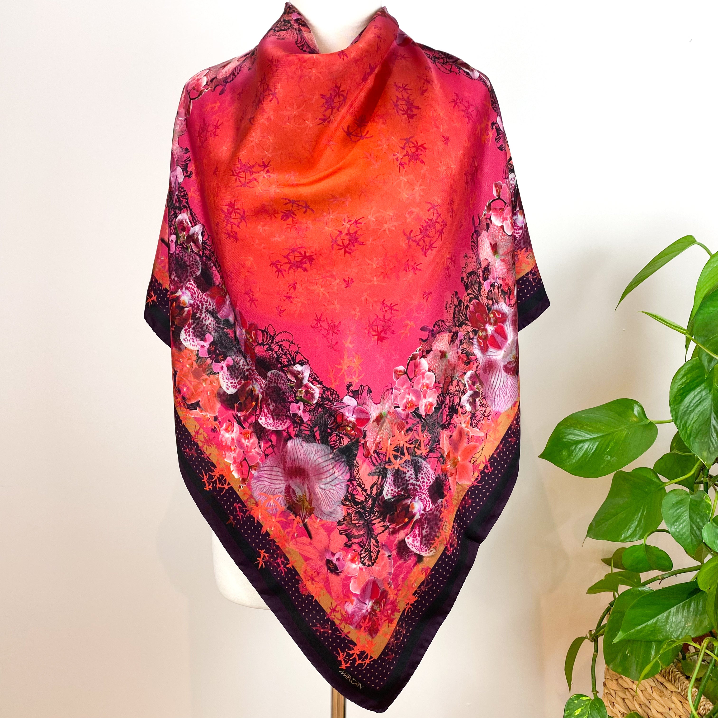 Marc Cain Floral Abstract Designer Silk Scarf