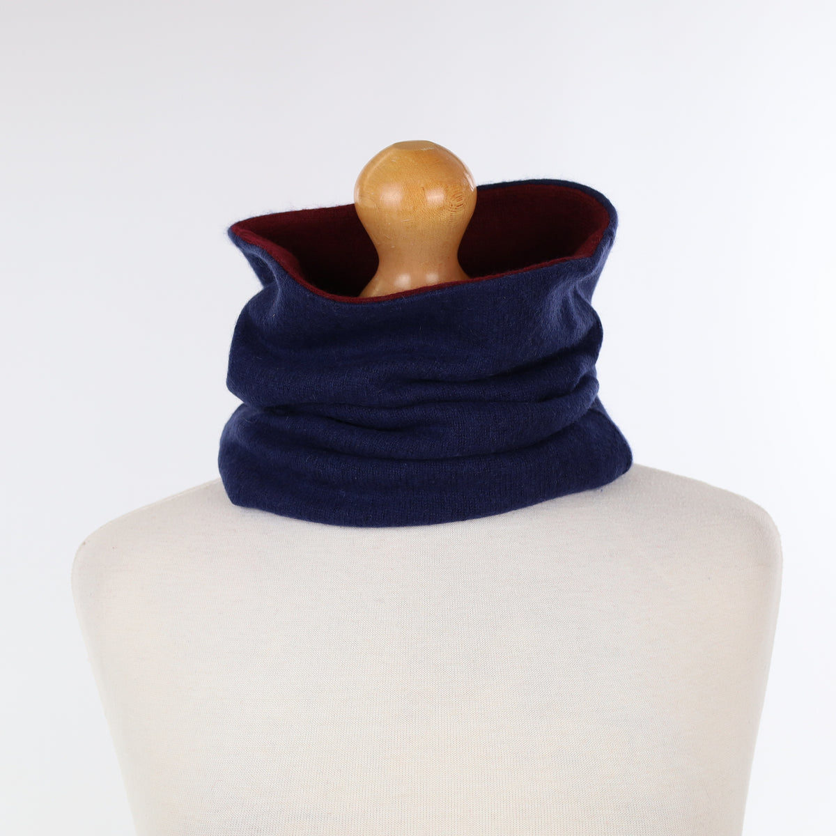 French Navy and Wine Red Double Layered Snood