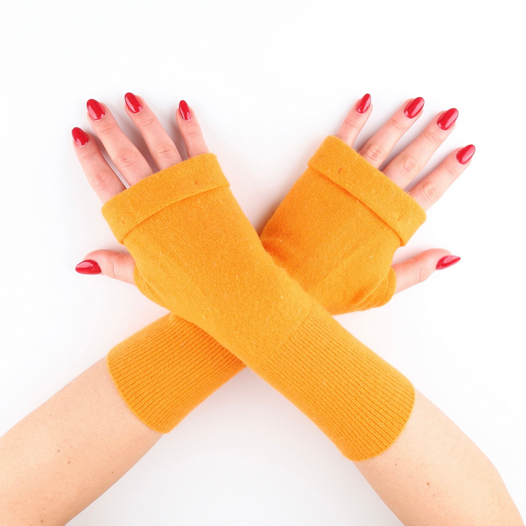 Bright Orange Fingerless Gloves