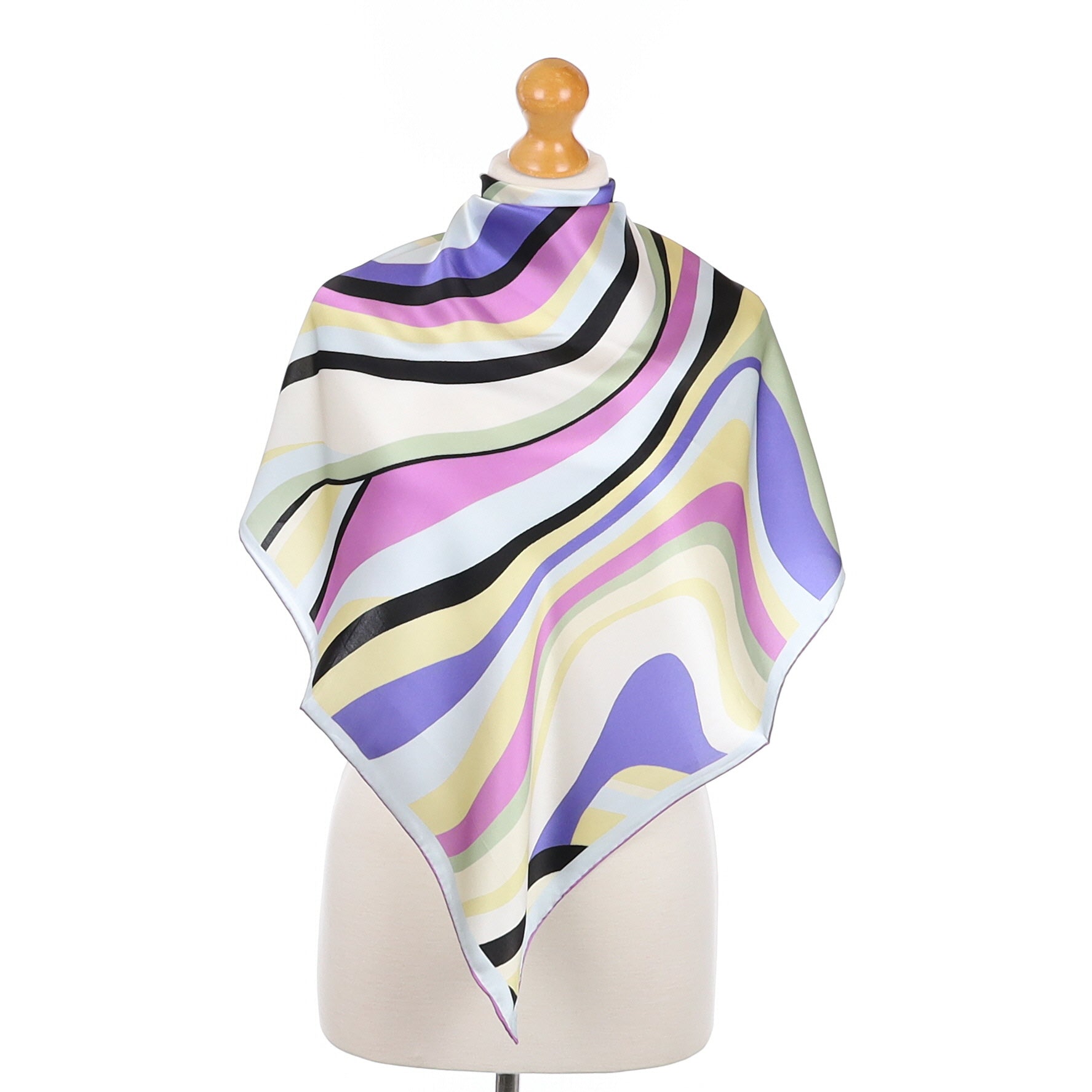 Pristine Striped Satin Silk Scarf