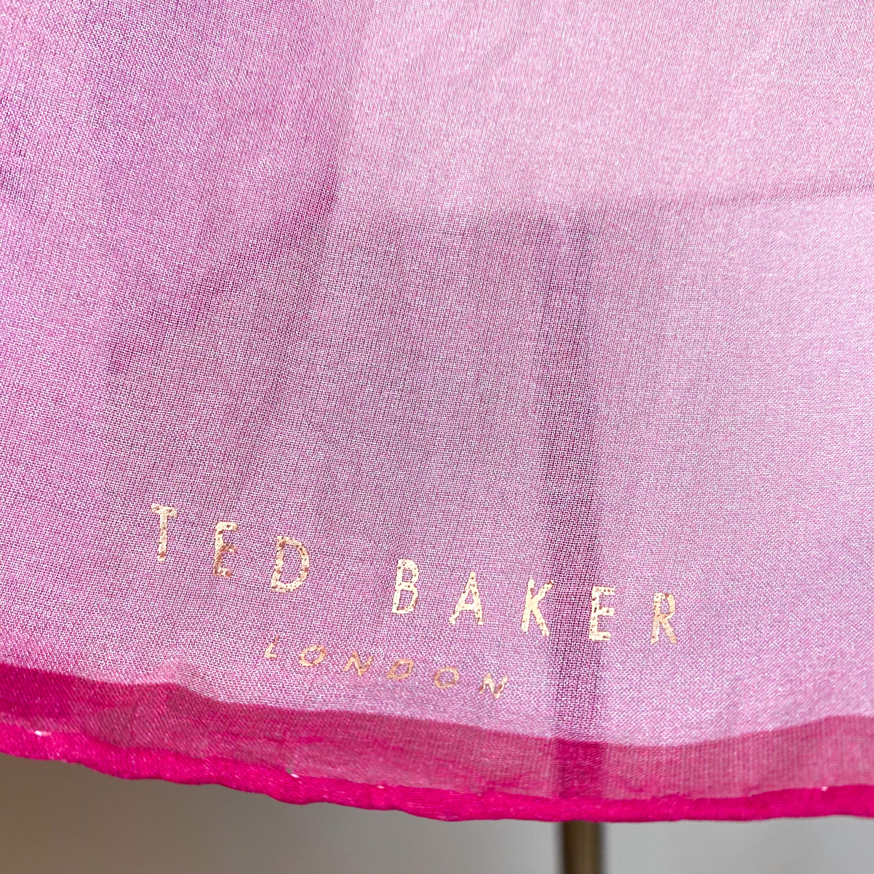 Ted Baker Pink Floral Long Silk Scarf