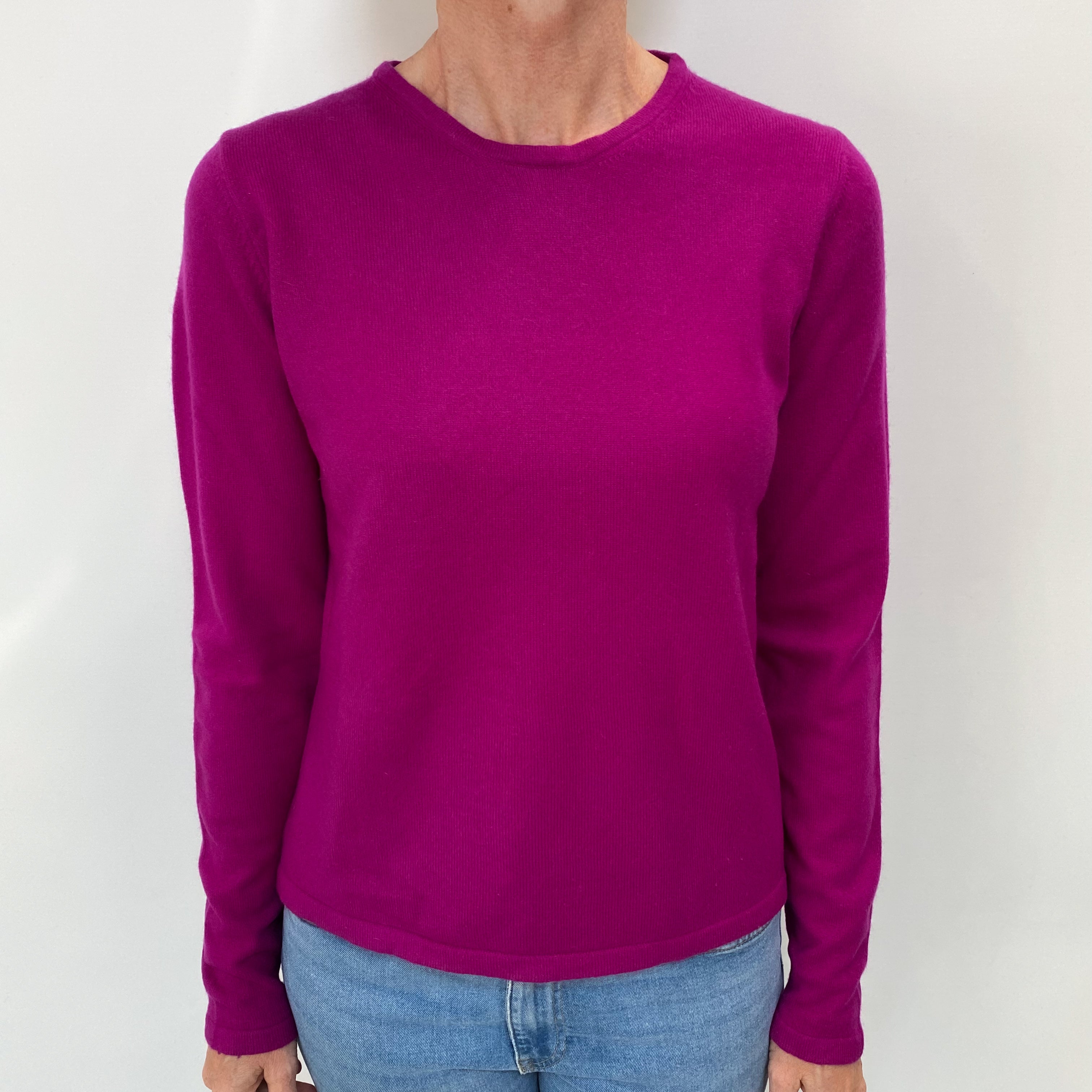 Magenta Purple Cashmere Crew Neck Jumper Small