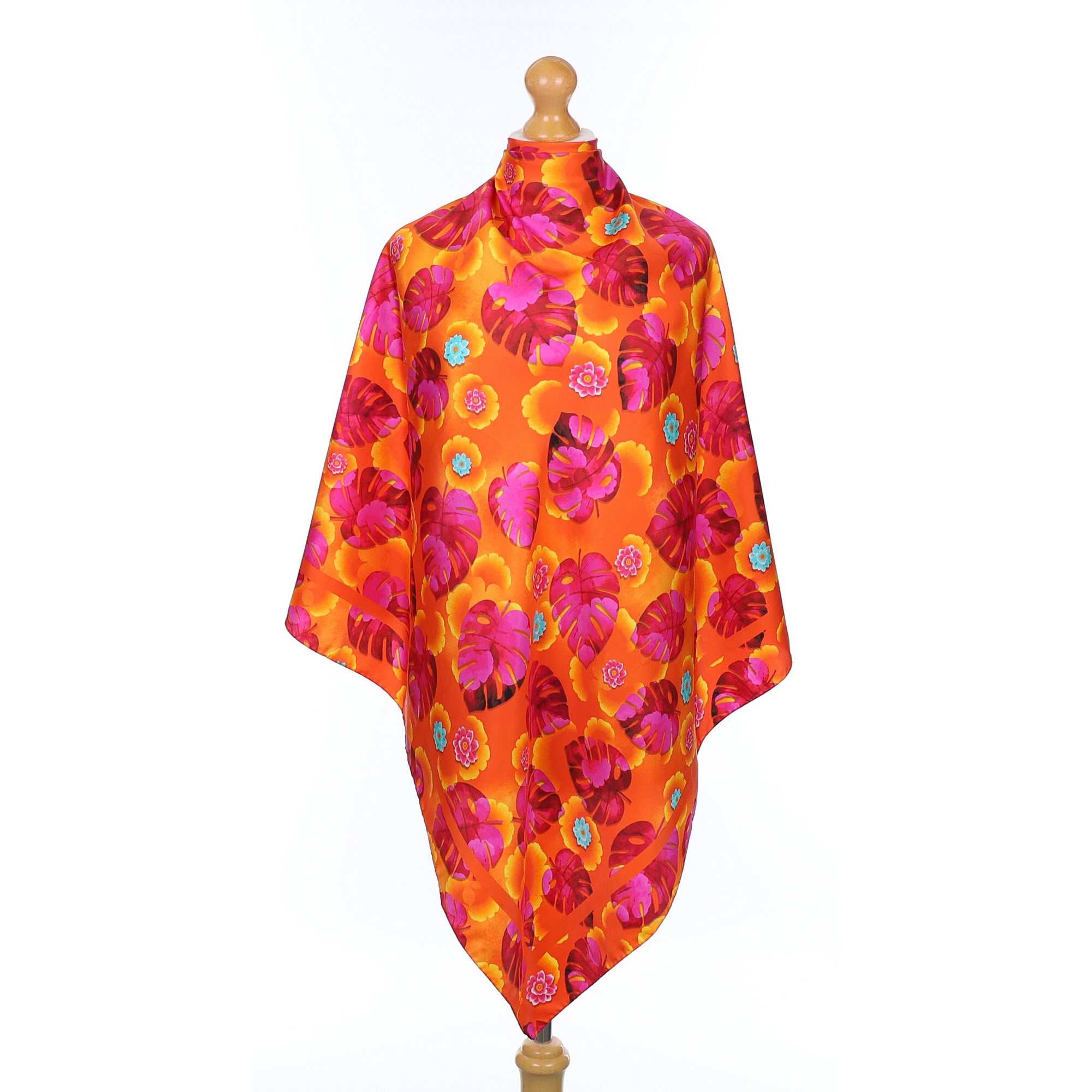 Vilebrequin Orange Floral Silk Scarf