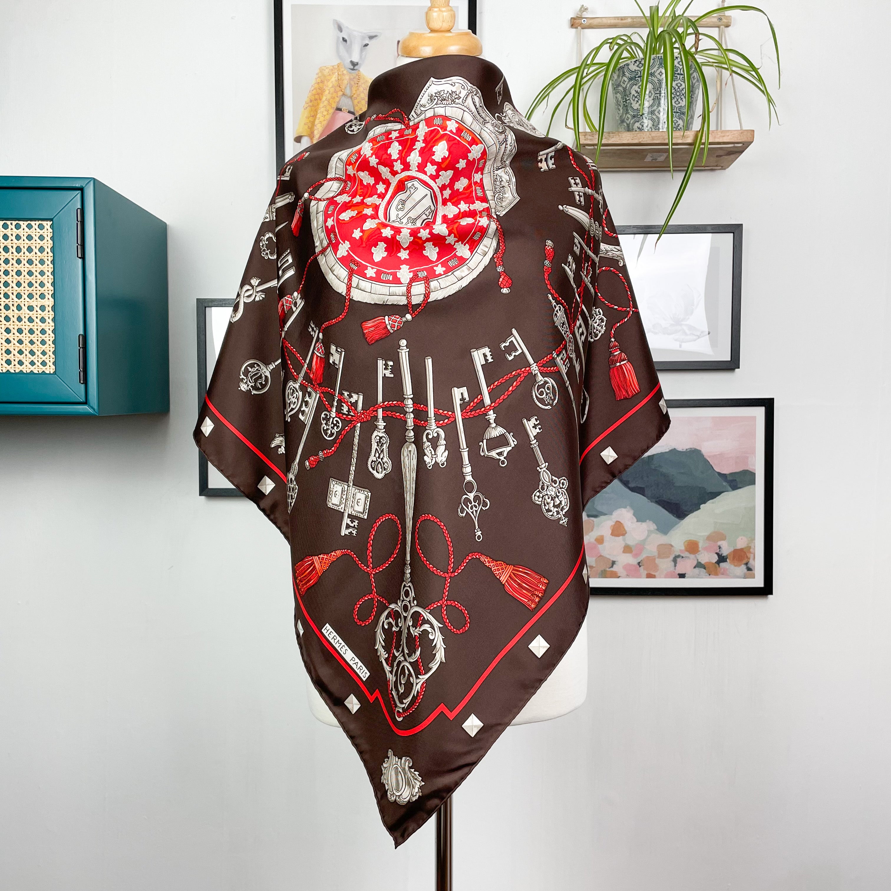 Boxed Hermes Les Clefs Designer Silk Scarf