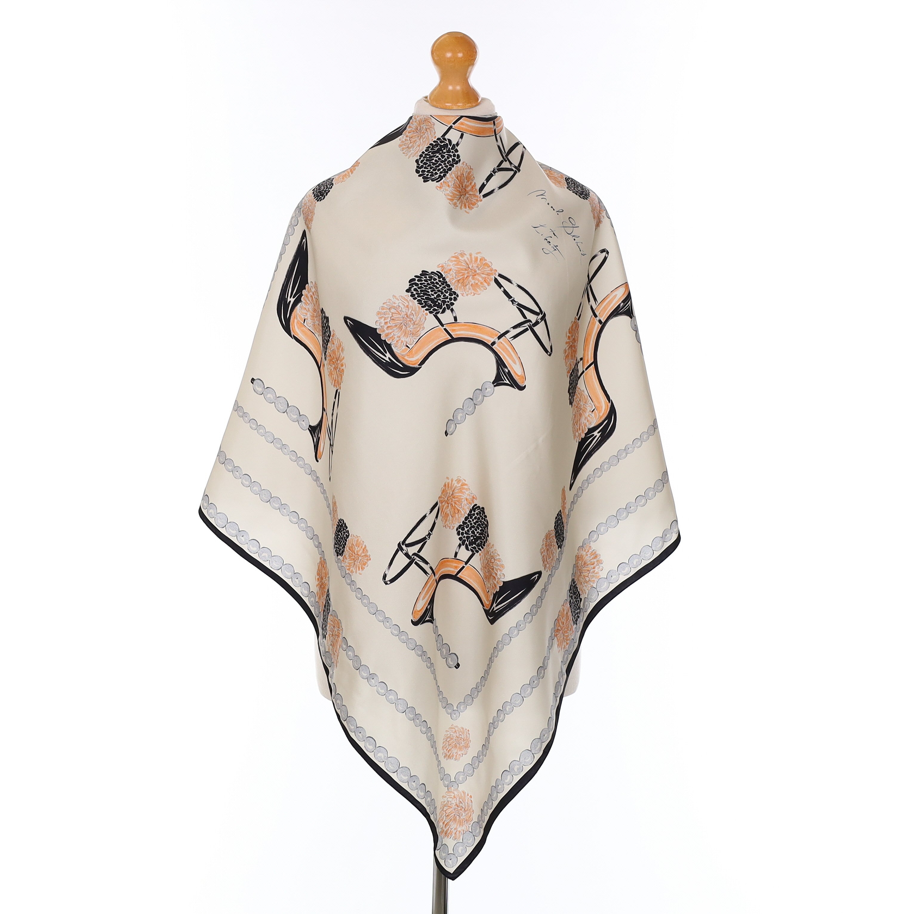 Manolo Blanhnik High Heels Vintage Silk Scarf