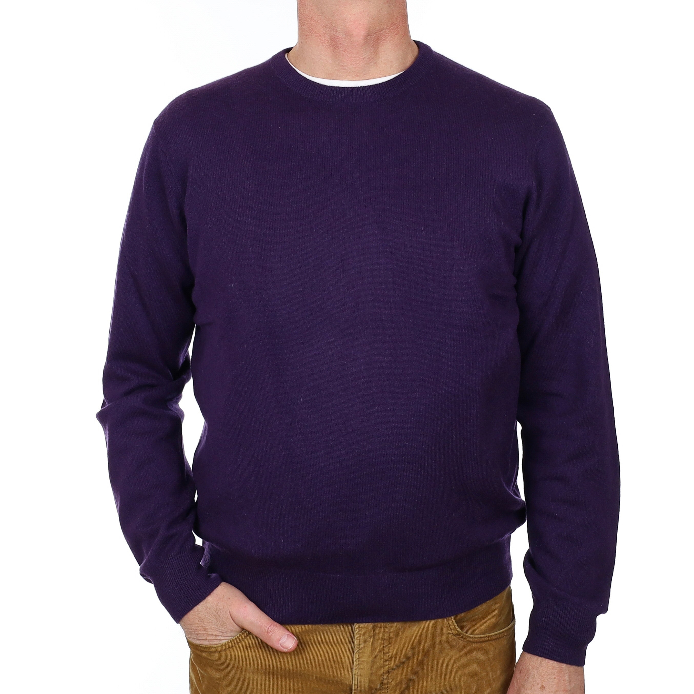 Men’s Shadow Purple Cashmere Crew Neck Jumper Extra Large