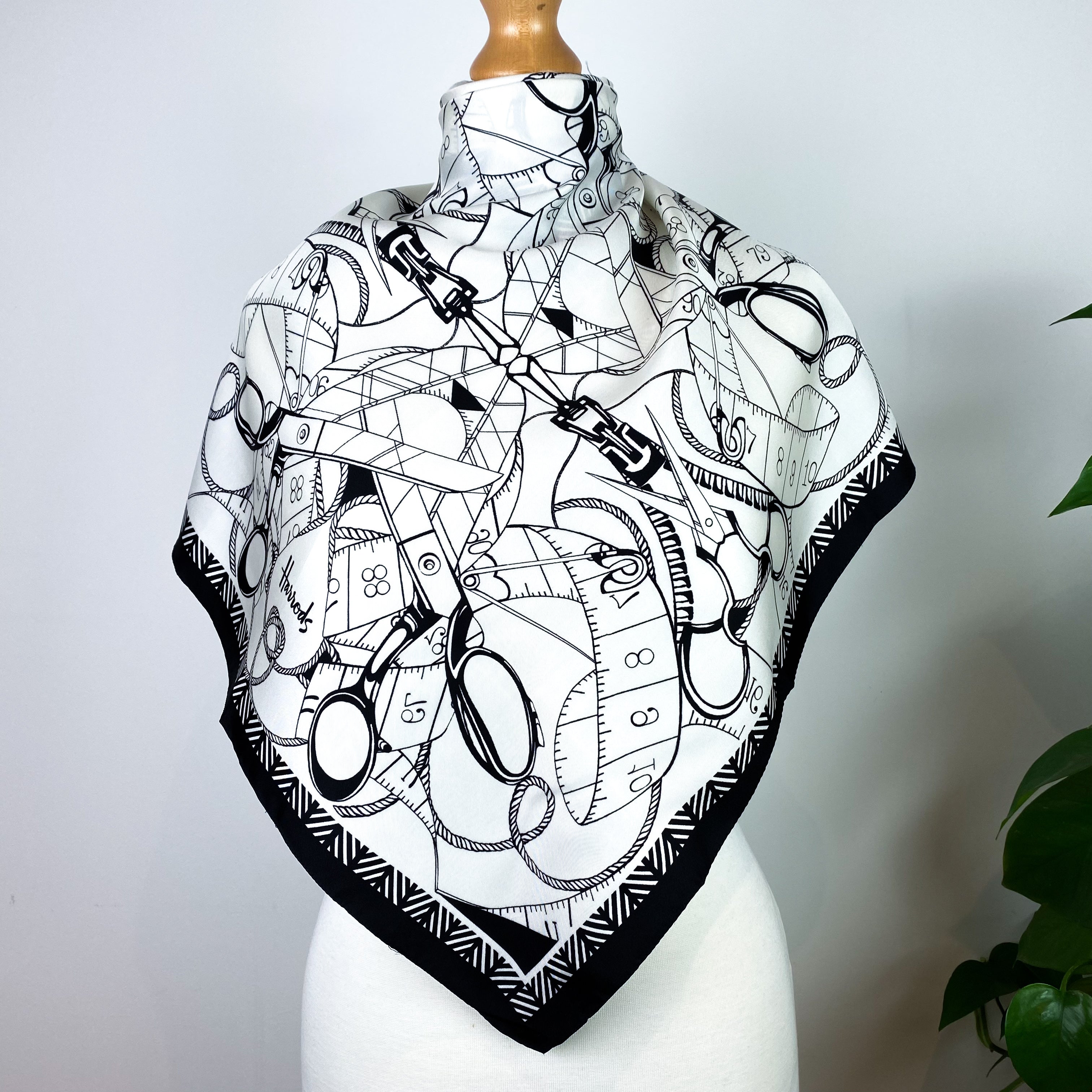 Harrods Monochrome Silk Scarf