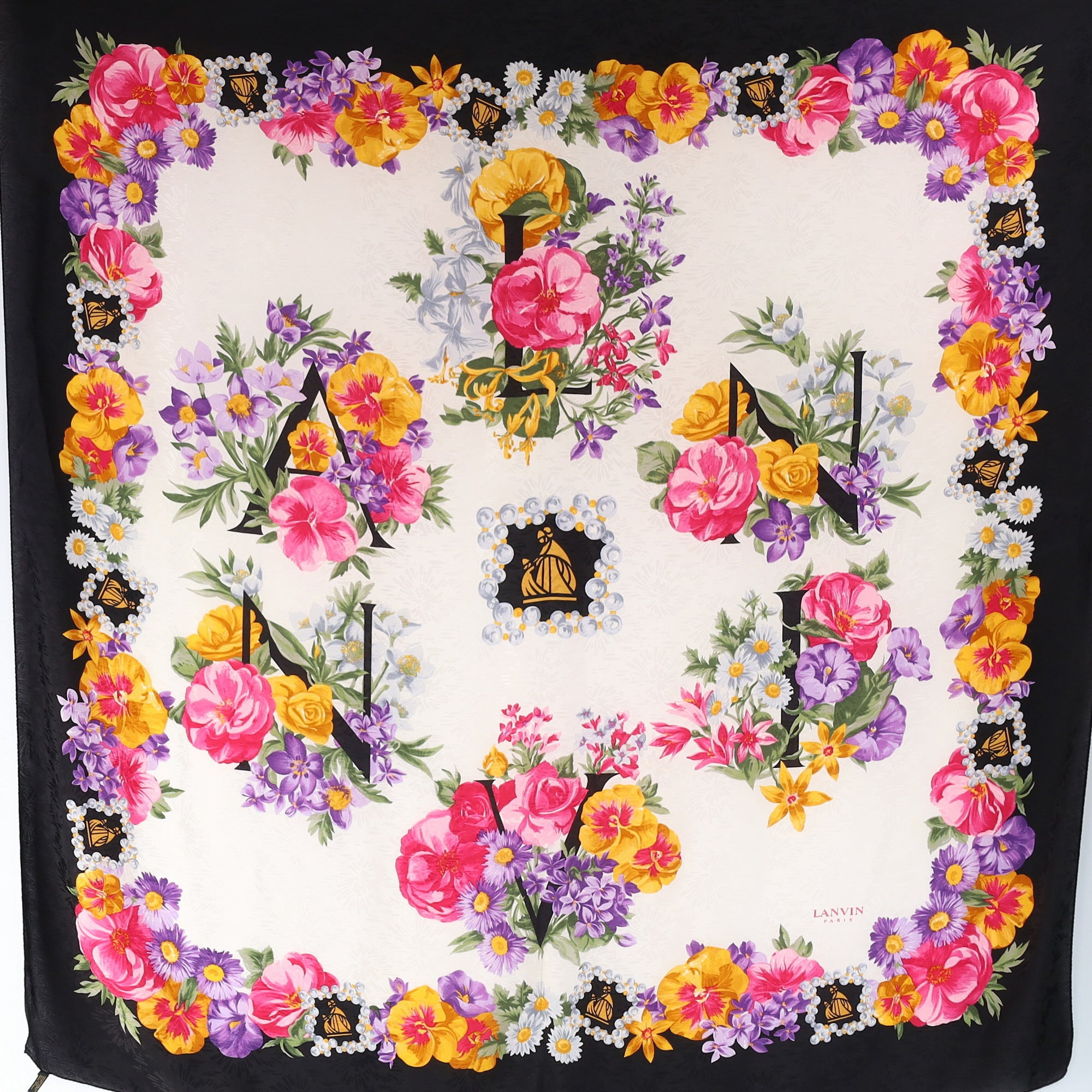 Extra Large Lanvin Floral Silk Scarf