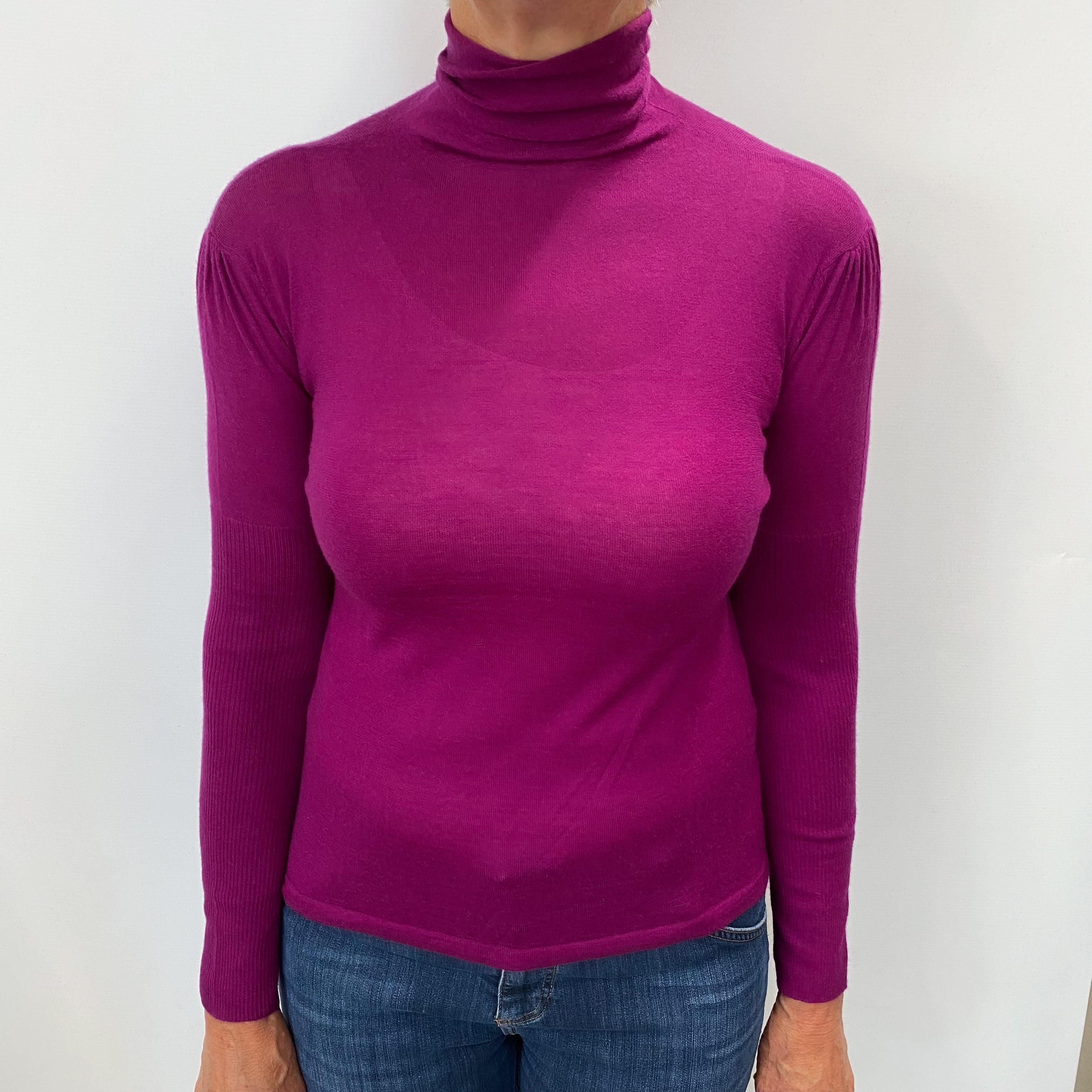 Neiman Marcus Viola Purple Cashmere Polo Neck Jumper Medium