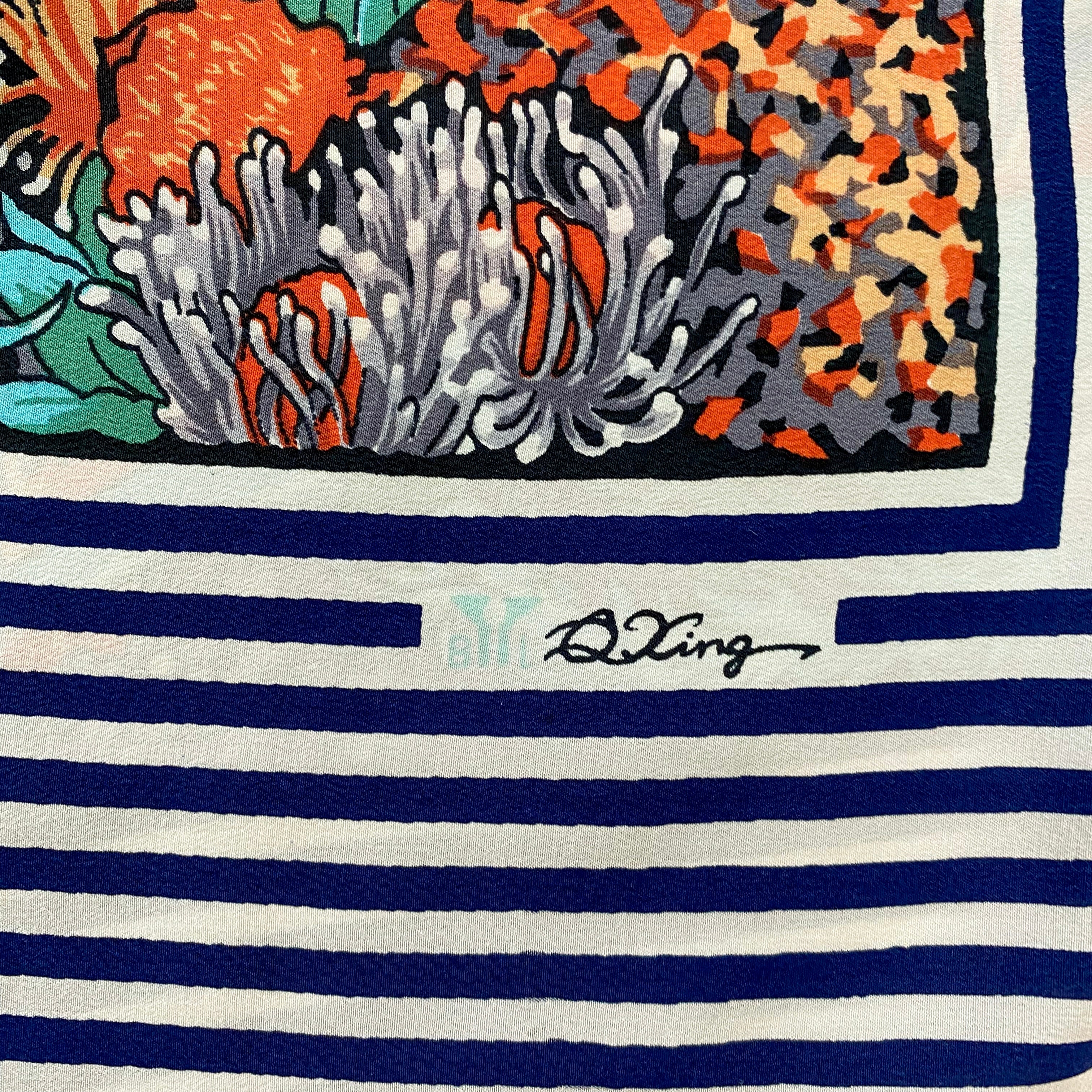 Striking Fish Design Silk Scarf