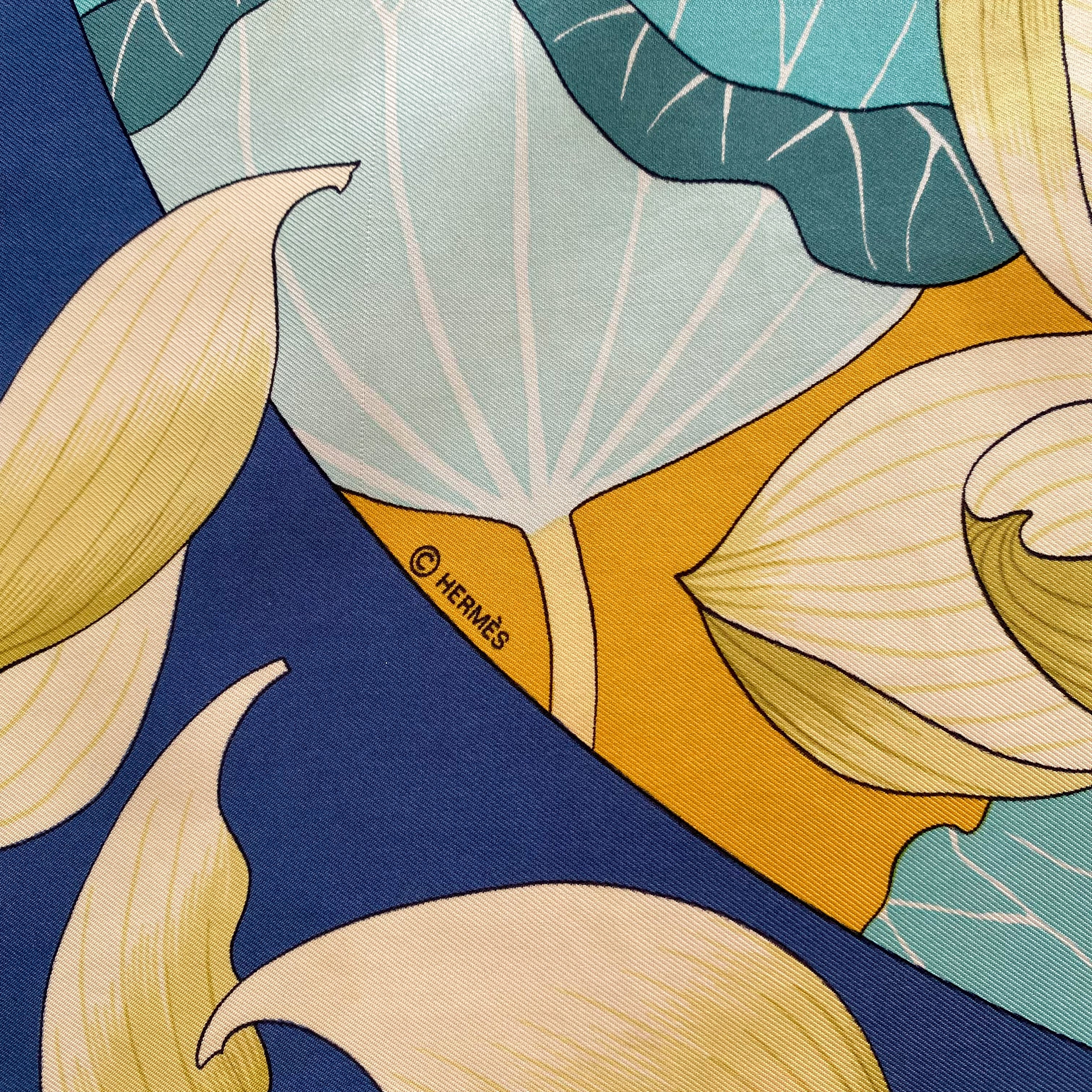 Hermès Fleurs De Lotus 1961 Vintage Silk Scarf