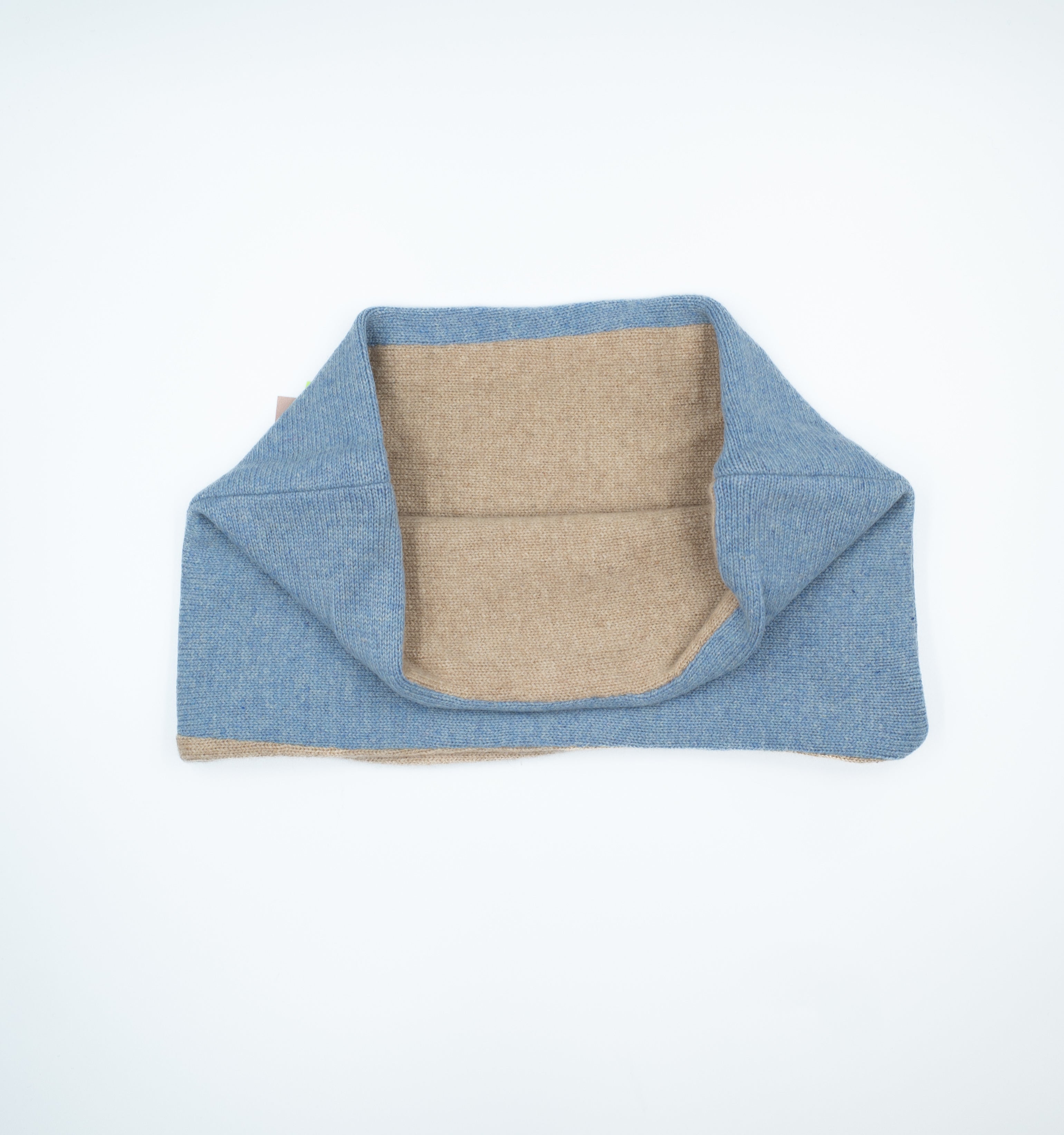 Light Denim Blue and Camel Cashmere Neck Warmer