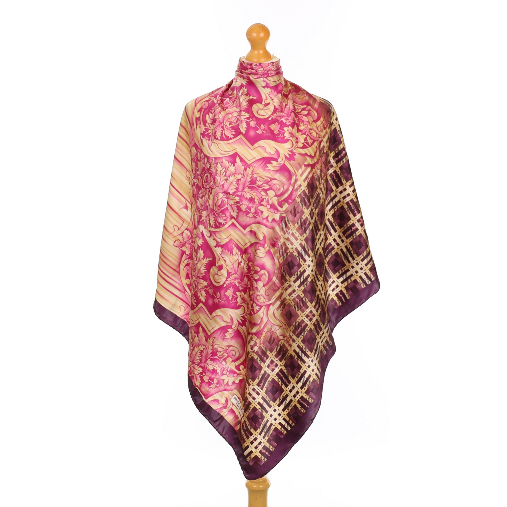 Pierre Cardin Plum & Pink Multi Pattern Silk Scarf