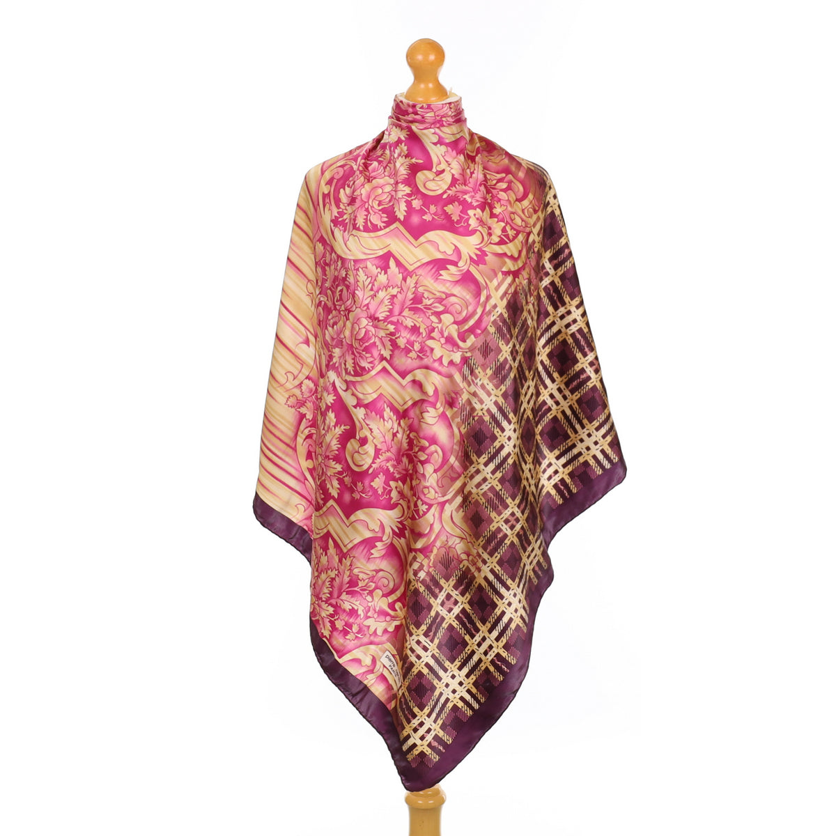 Pierre Cardin Plum & Pink Multi Pattern Silk Scarf