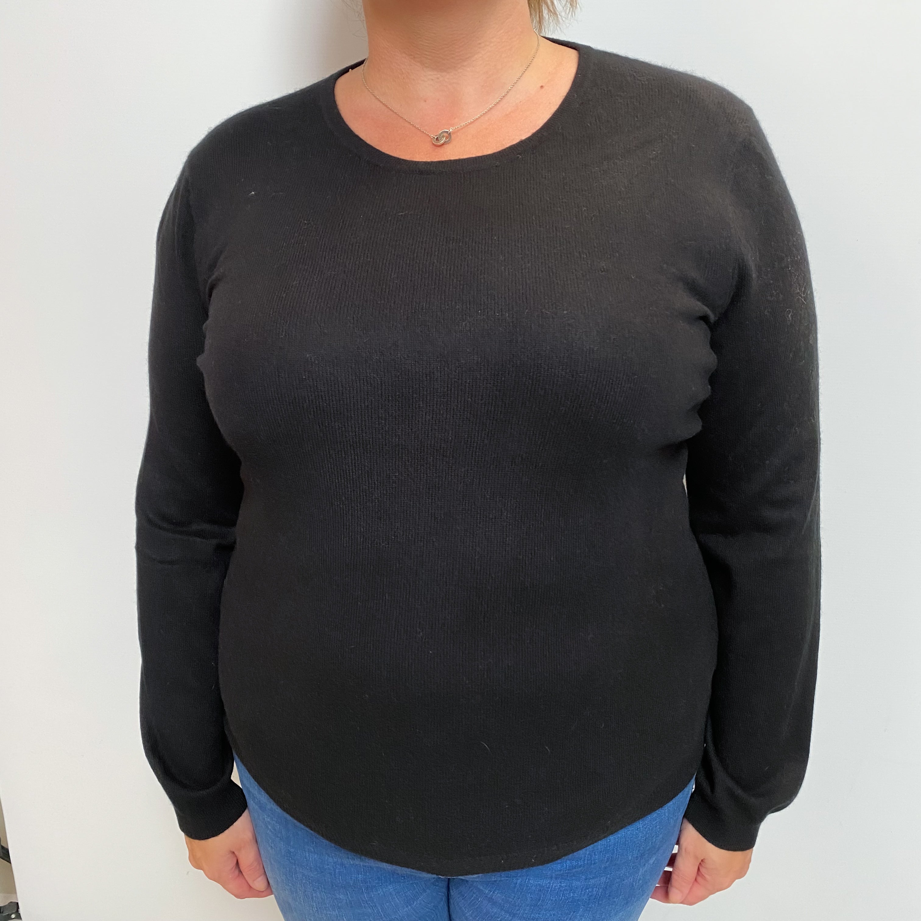 Black Cashmere Crew Neck Jumper Extra Large