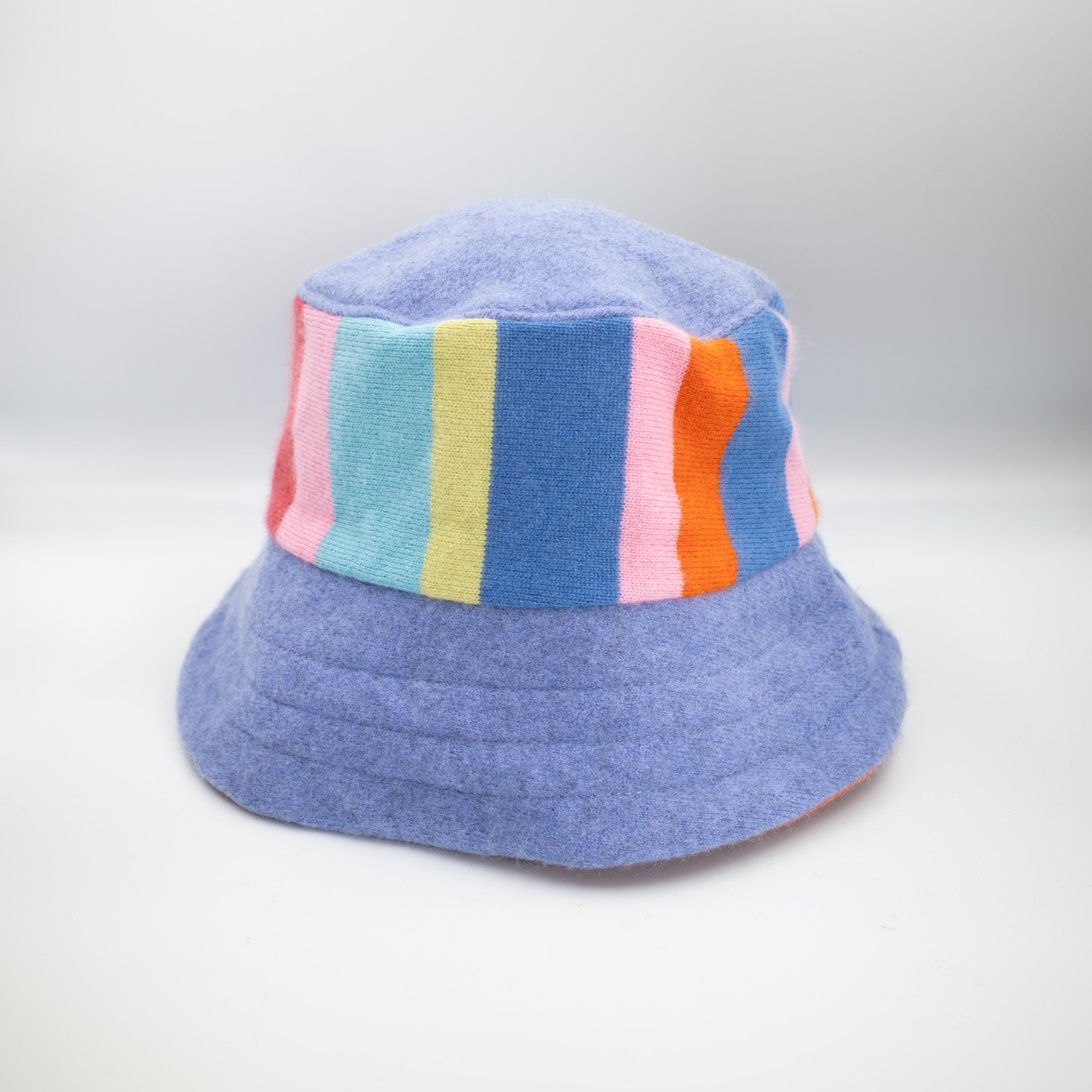 Multicoloured Reversible Cashmere Bucket Hat Large