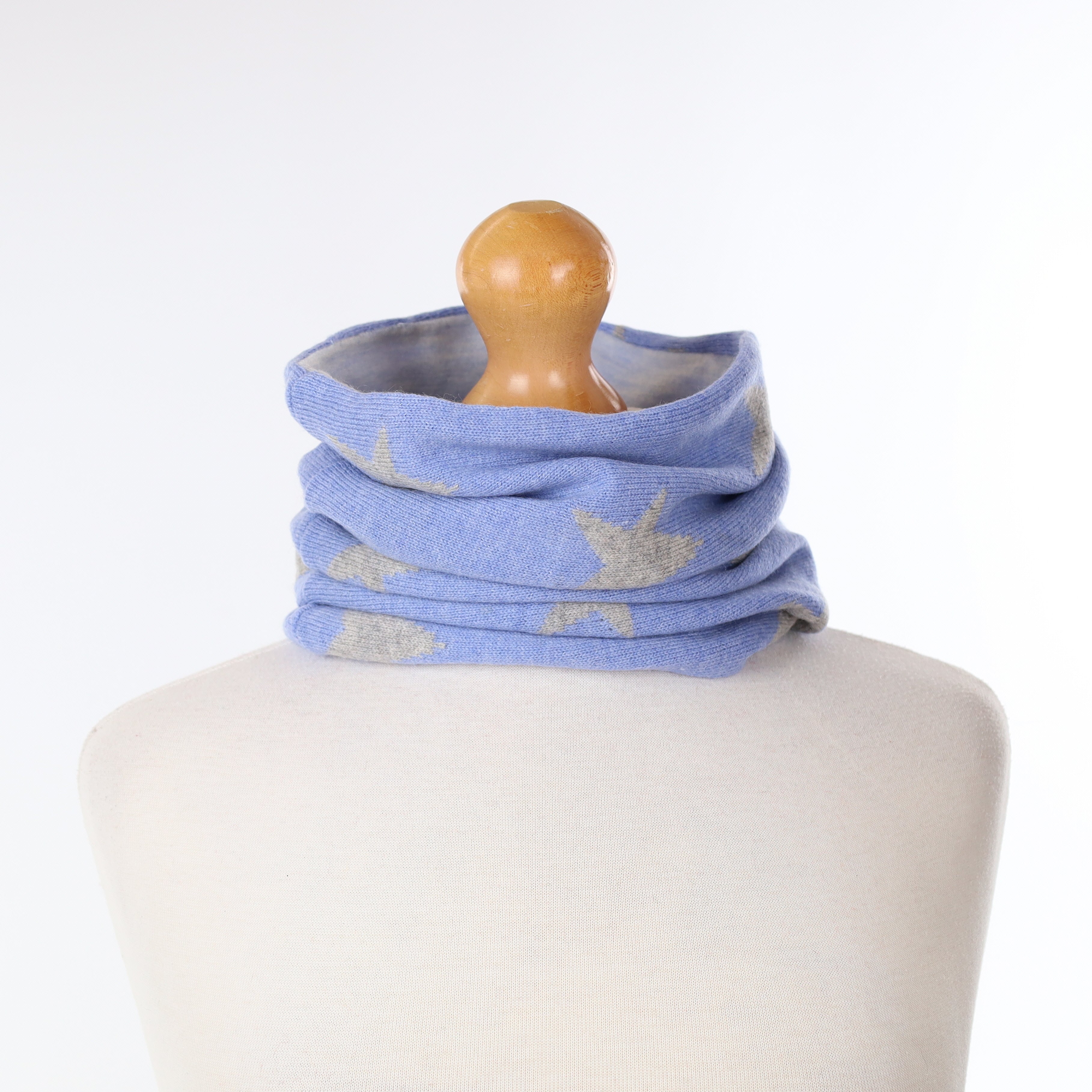 Blue with Grey Stars and Opal Blue Luxury Double Layered Snood
