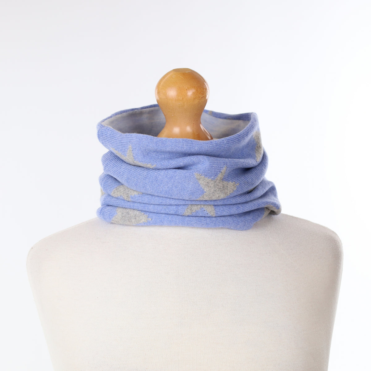 Blue with Grey Stars and Opal Blue Luxury Double Layered Snood