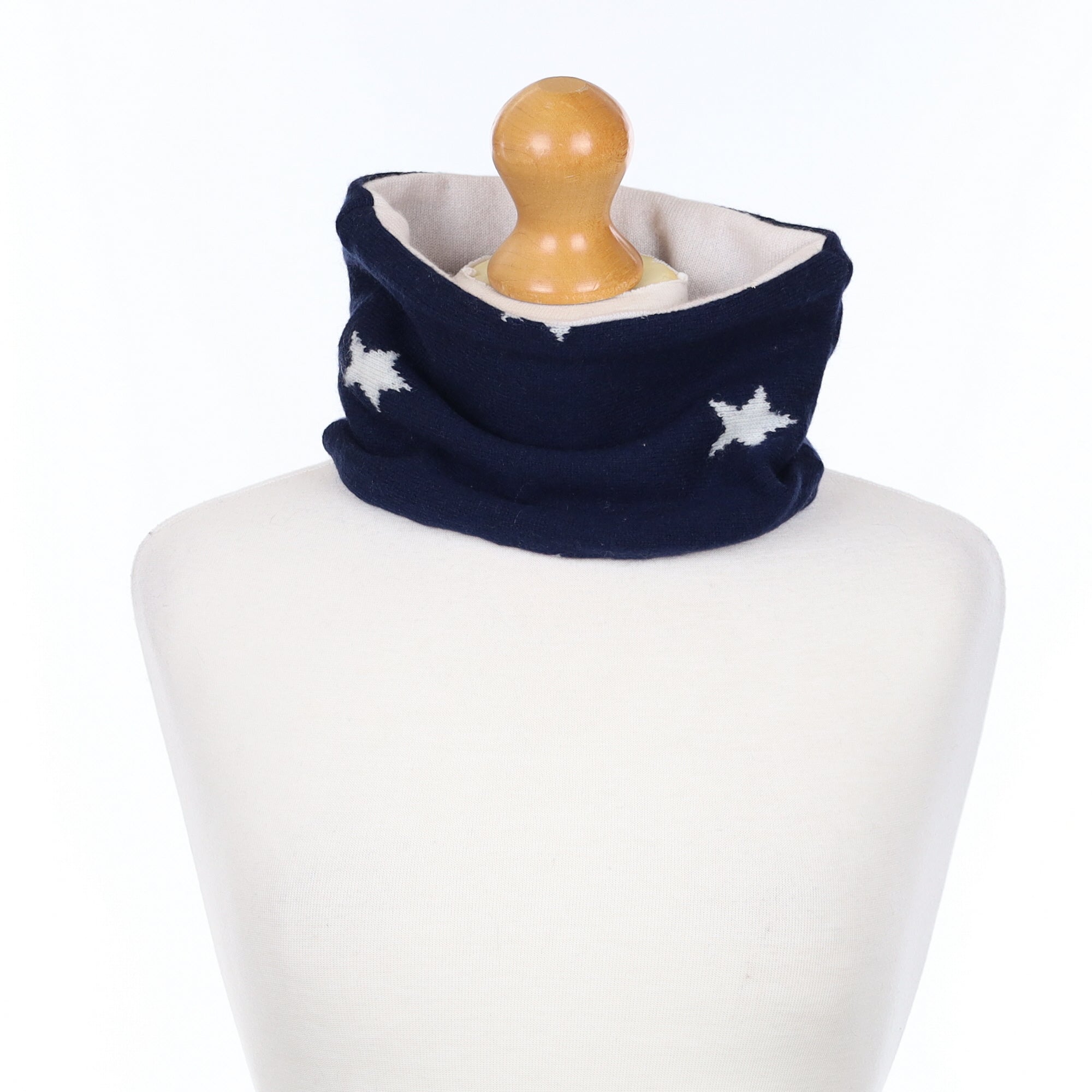 Navy and Ivory Star Neck Warmer
