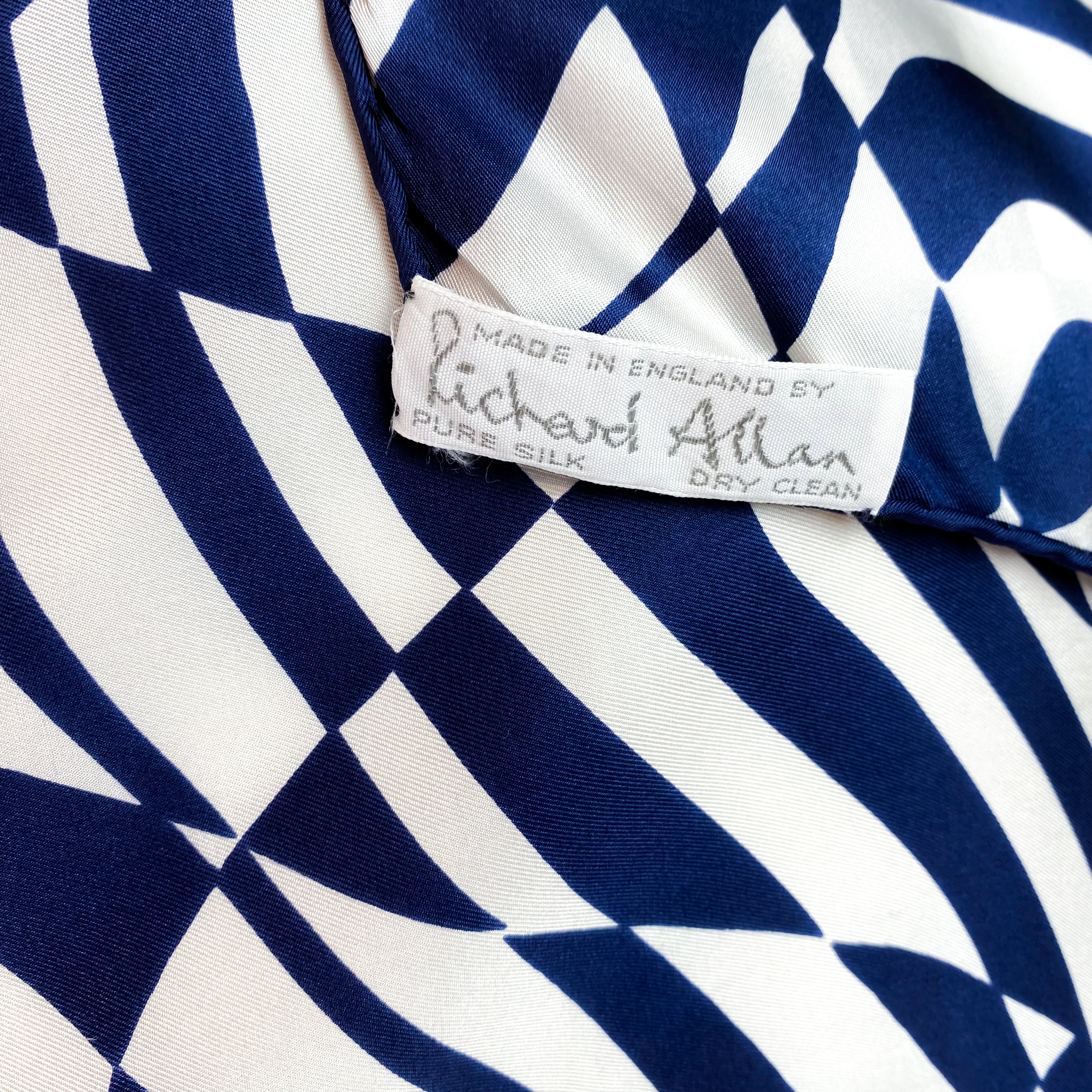Richard Allan Navy and White Vintage Silk Scarf