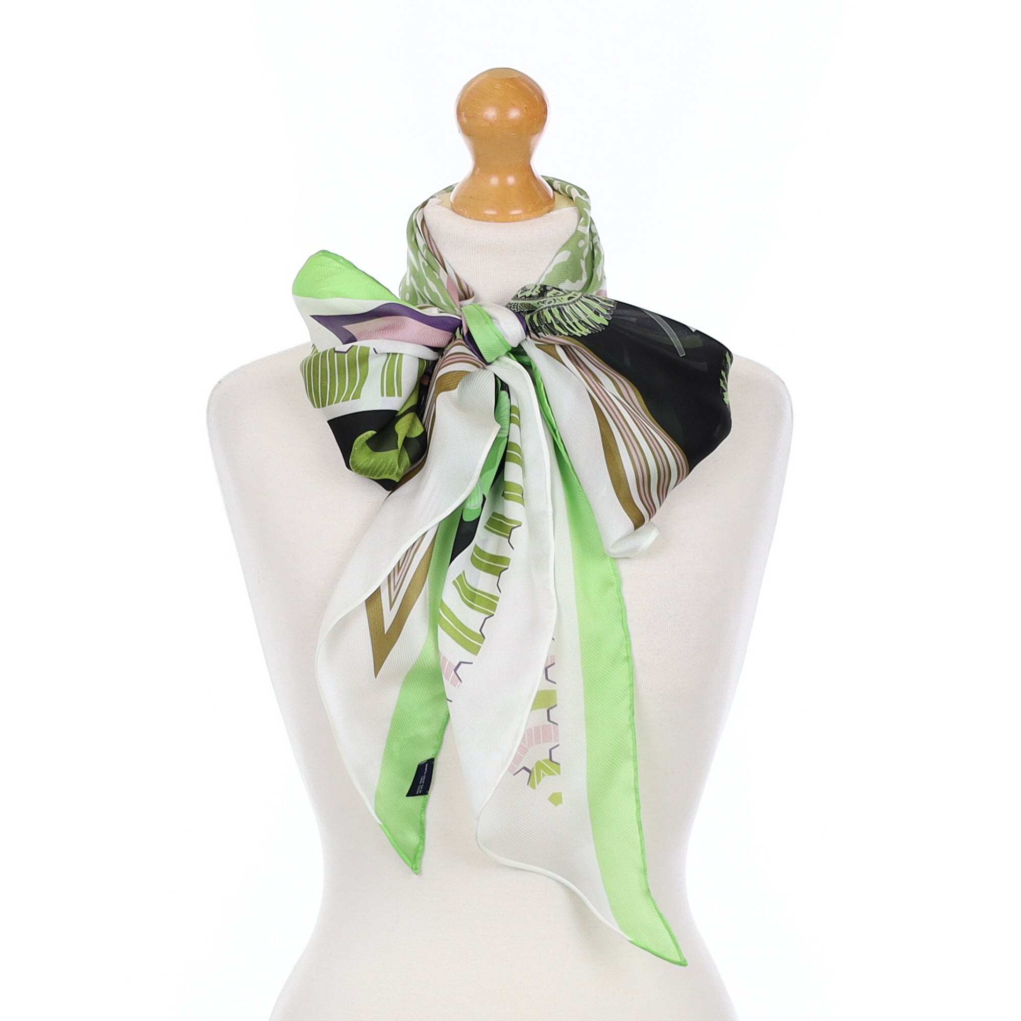 Lime Green Patterned Silk Scarf